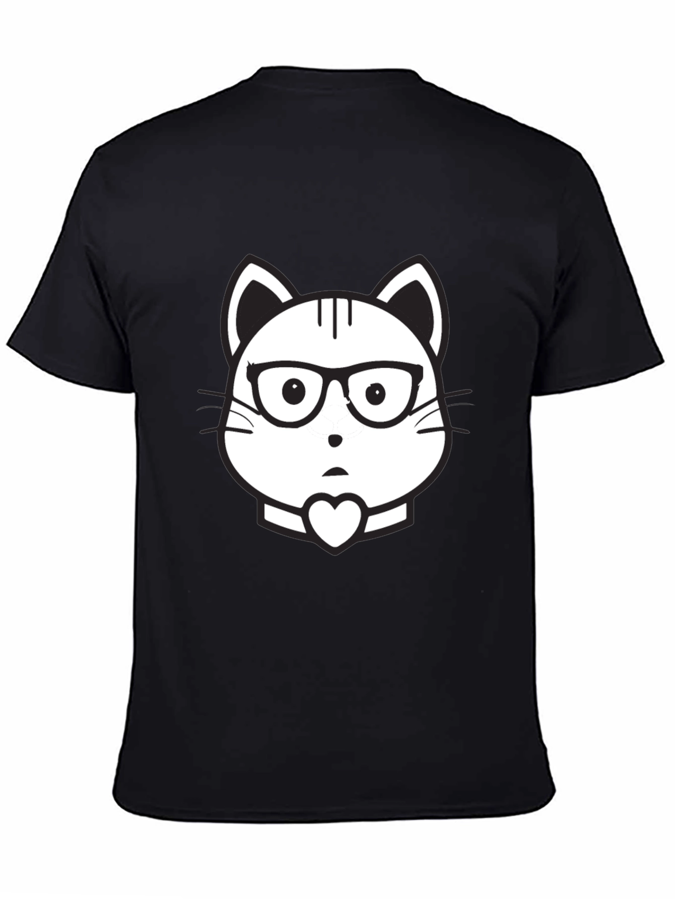 Cat Geek Graphic Tee - Black Cotton T-Shirt