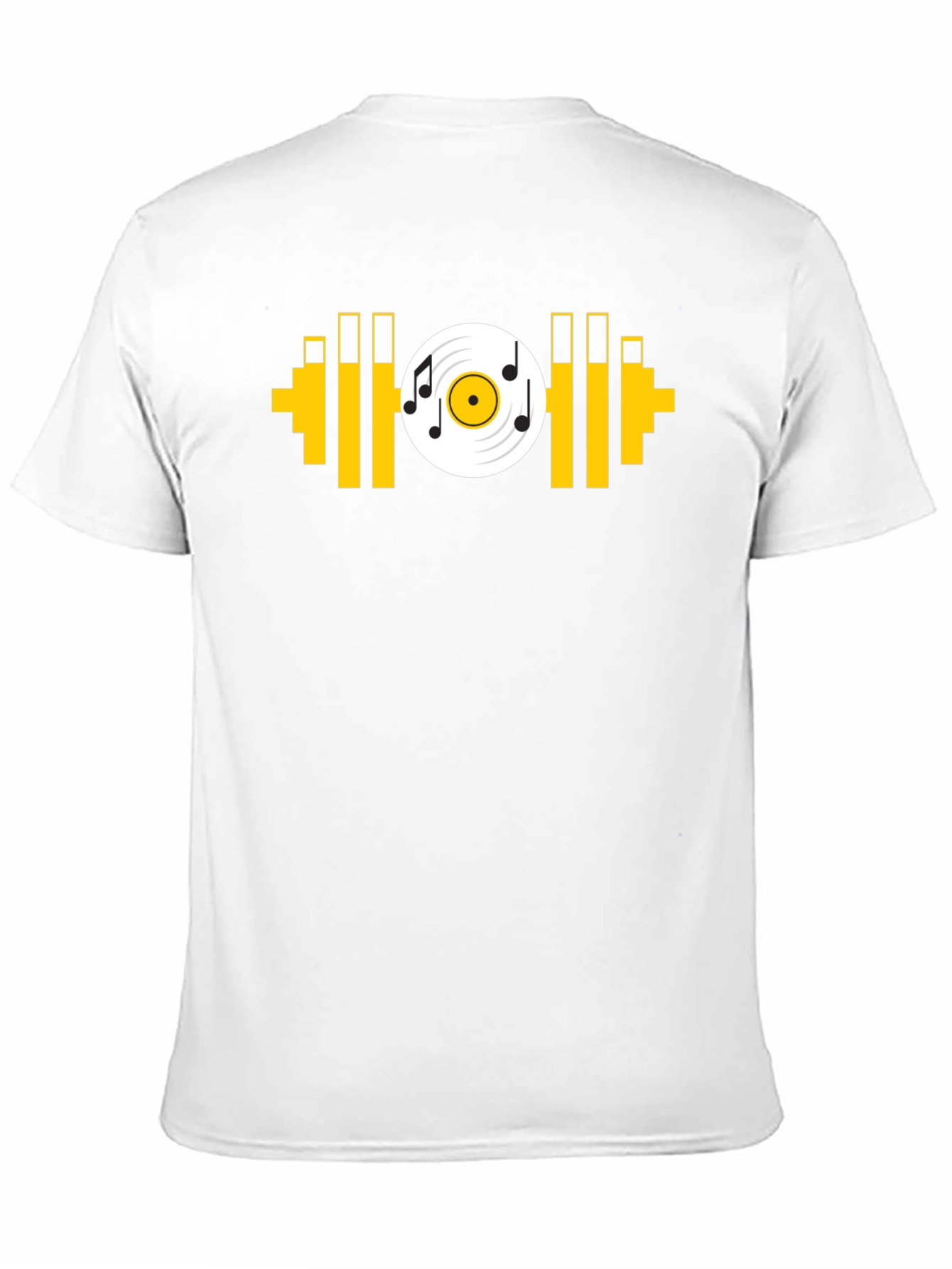 Music Gym T-Shirt: Black Tee with Dumbbell Vinyl Graphic