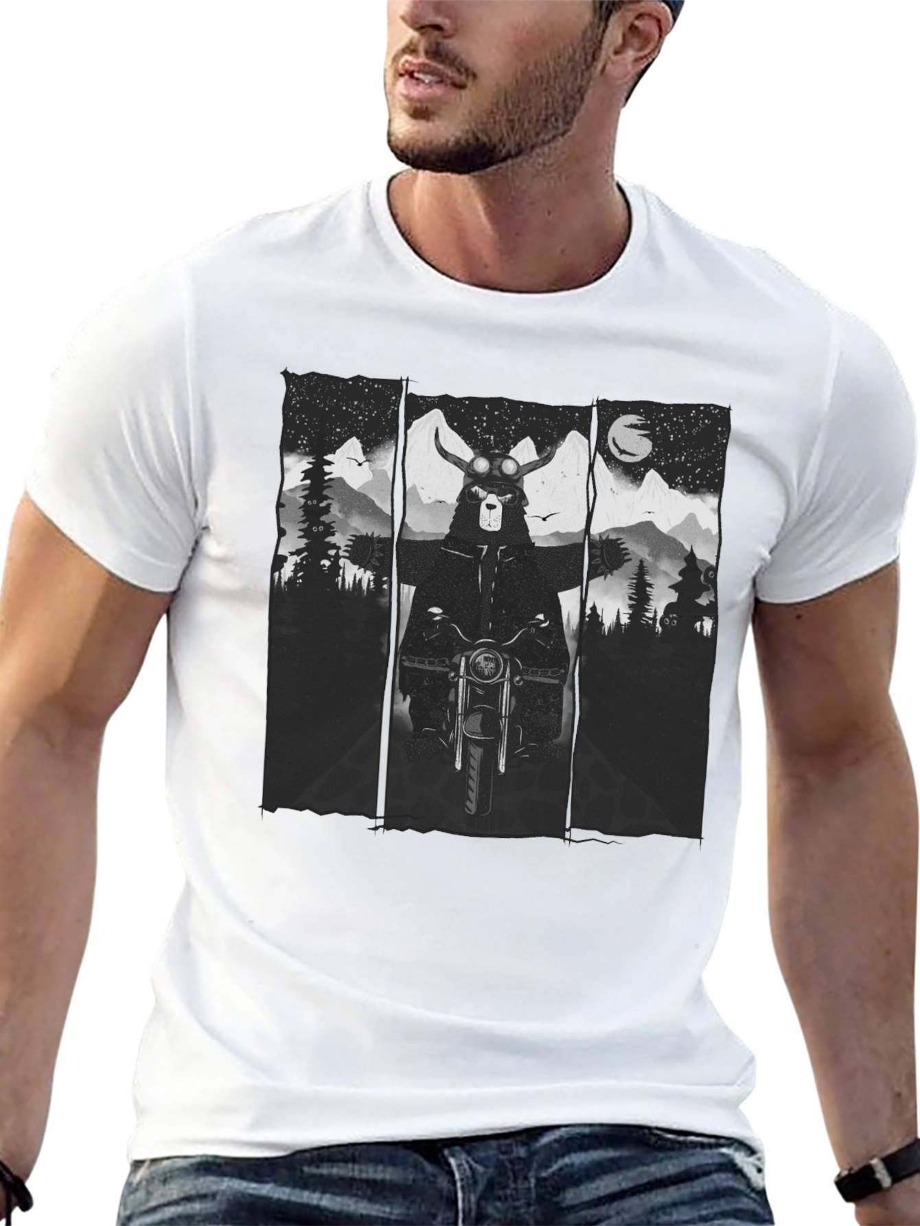 Bear Biker T-Shirt - Mountain Adventure Tee