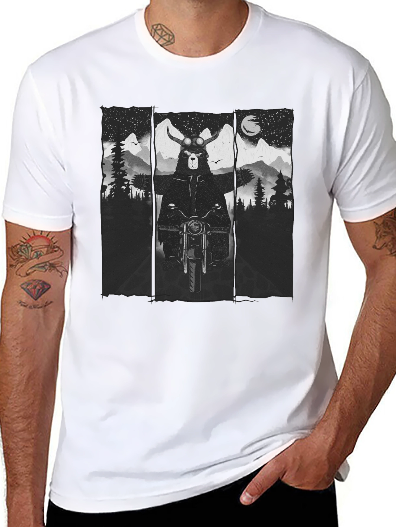 Bear Biker T-Shirt - Mountain Adventure Tee