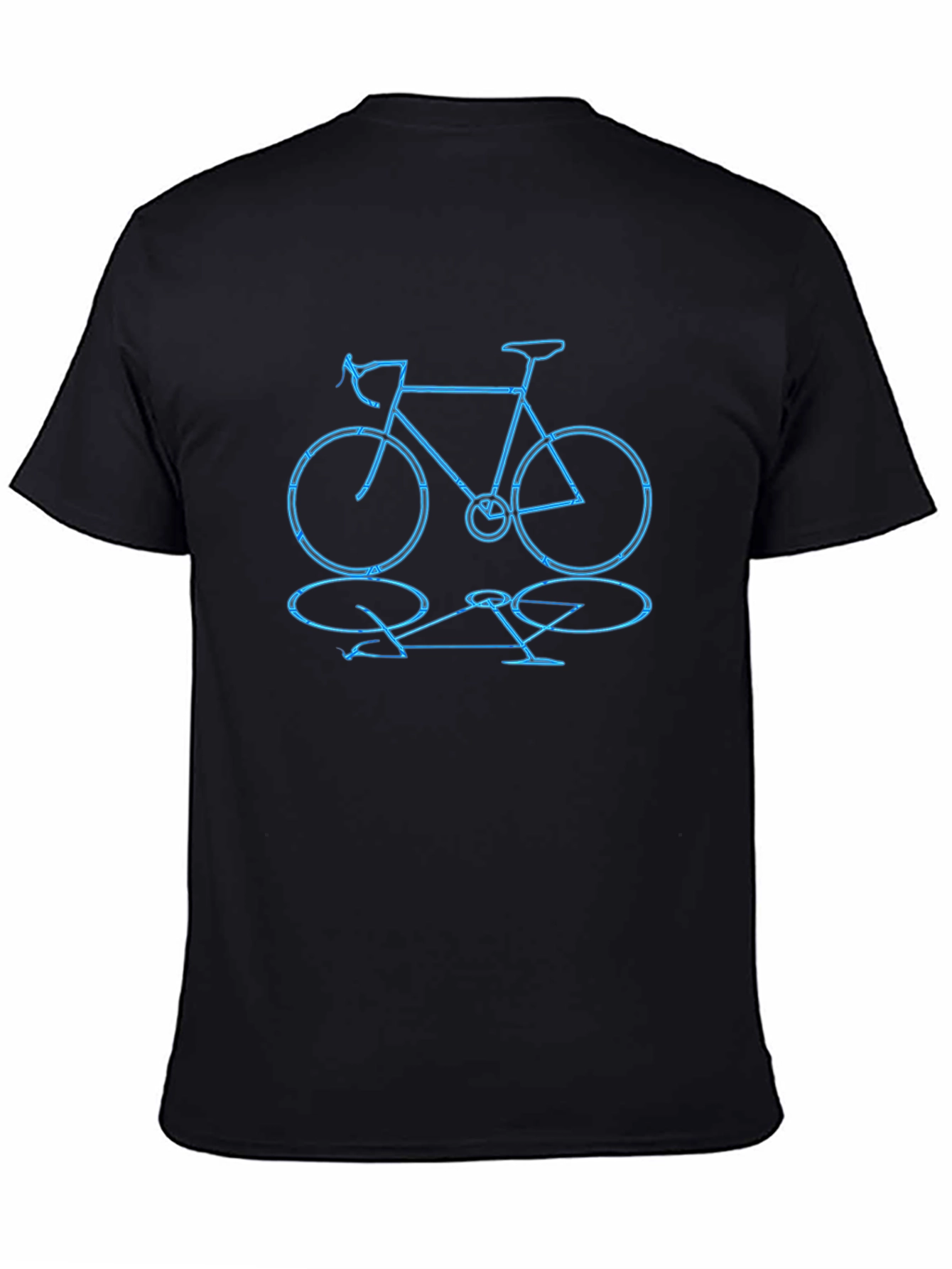 Bike Outline Graphic Print Black Crew Neck T-Shirt