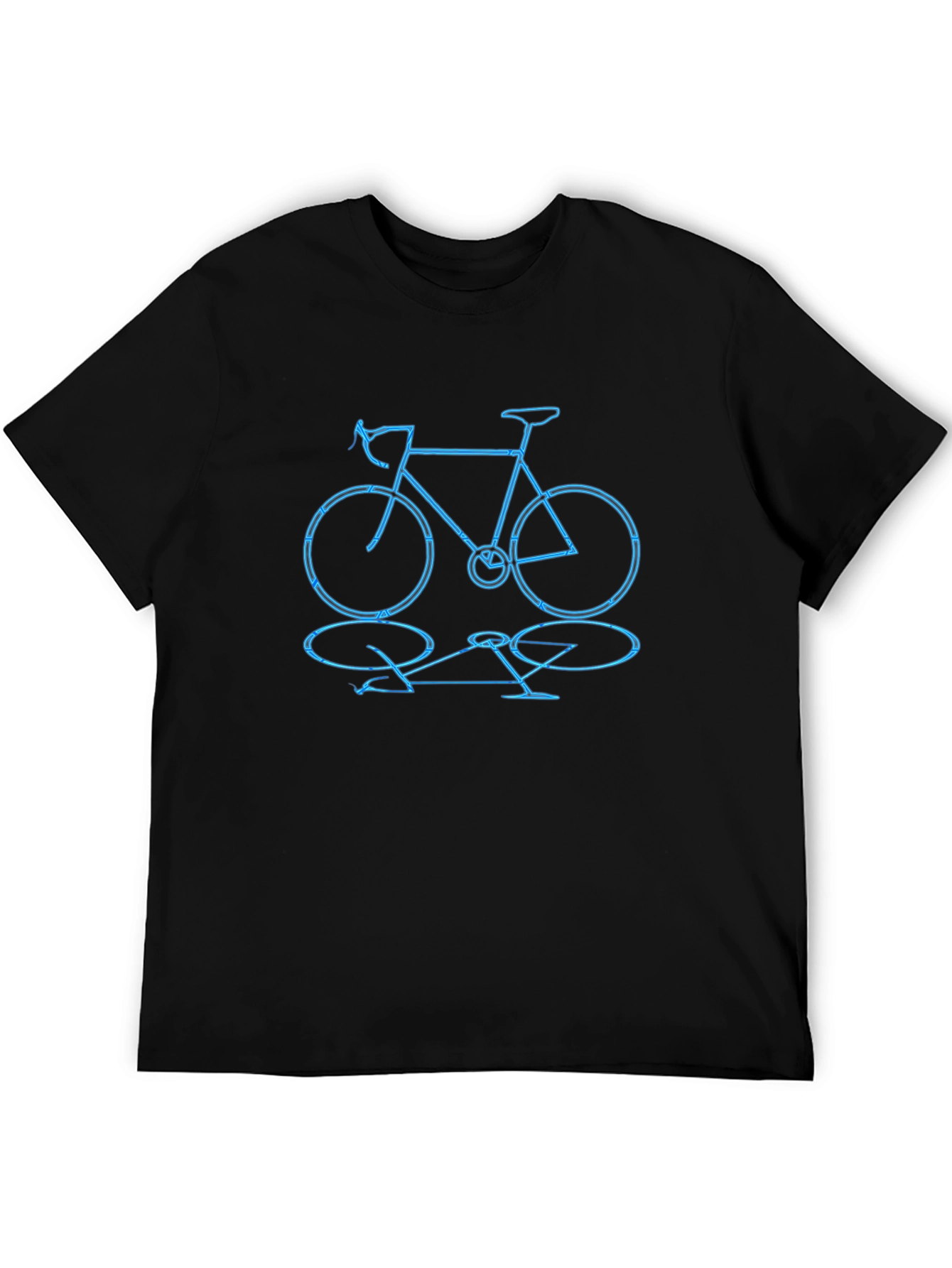 Bike Outline Graphic Print Black Crew Neck T-Shirt