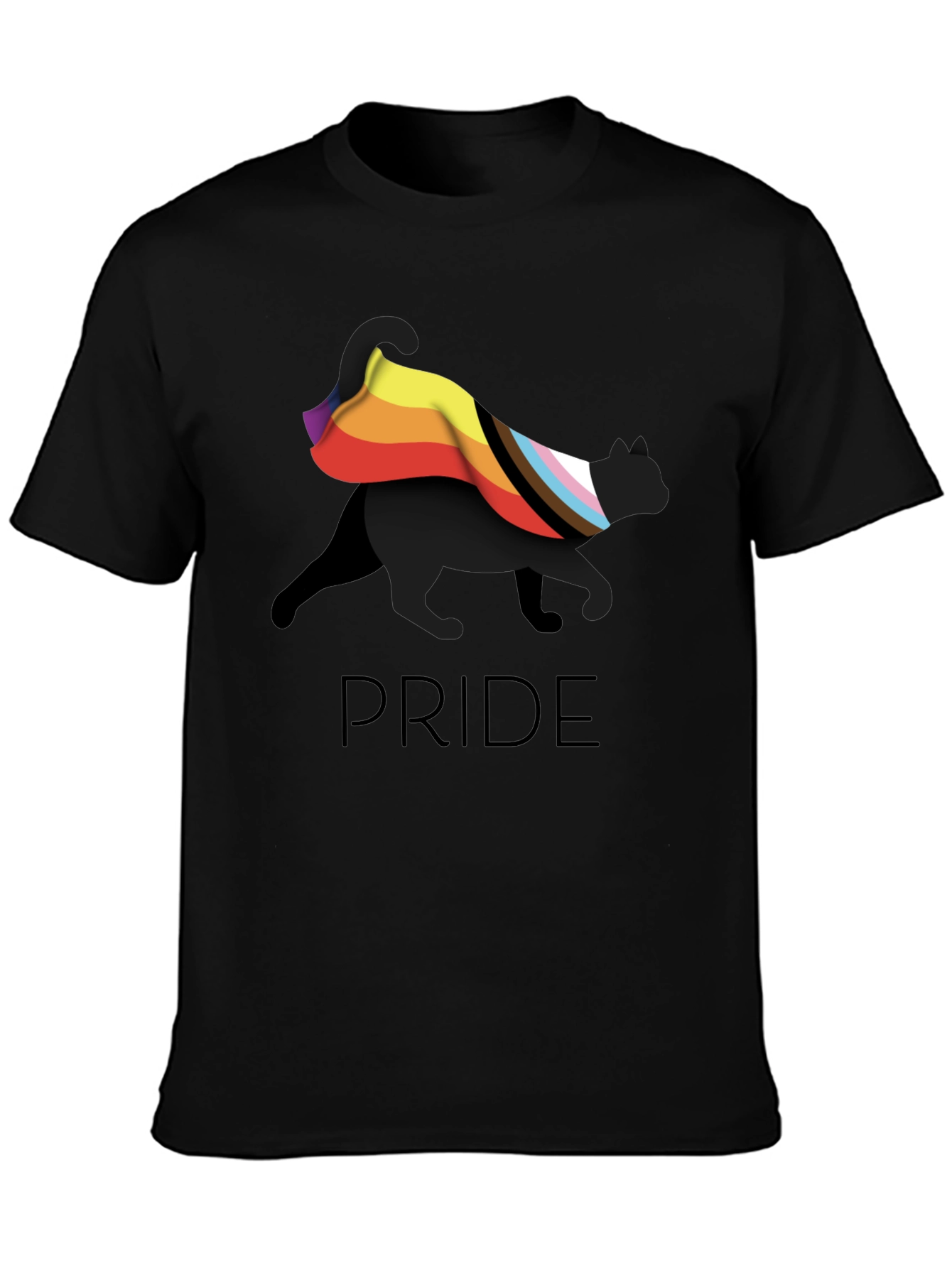 Pride Cat Graphic T-Shirt - Black LGBTQ+ Tee