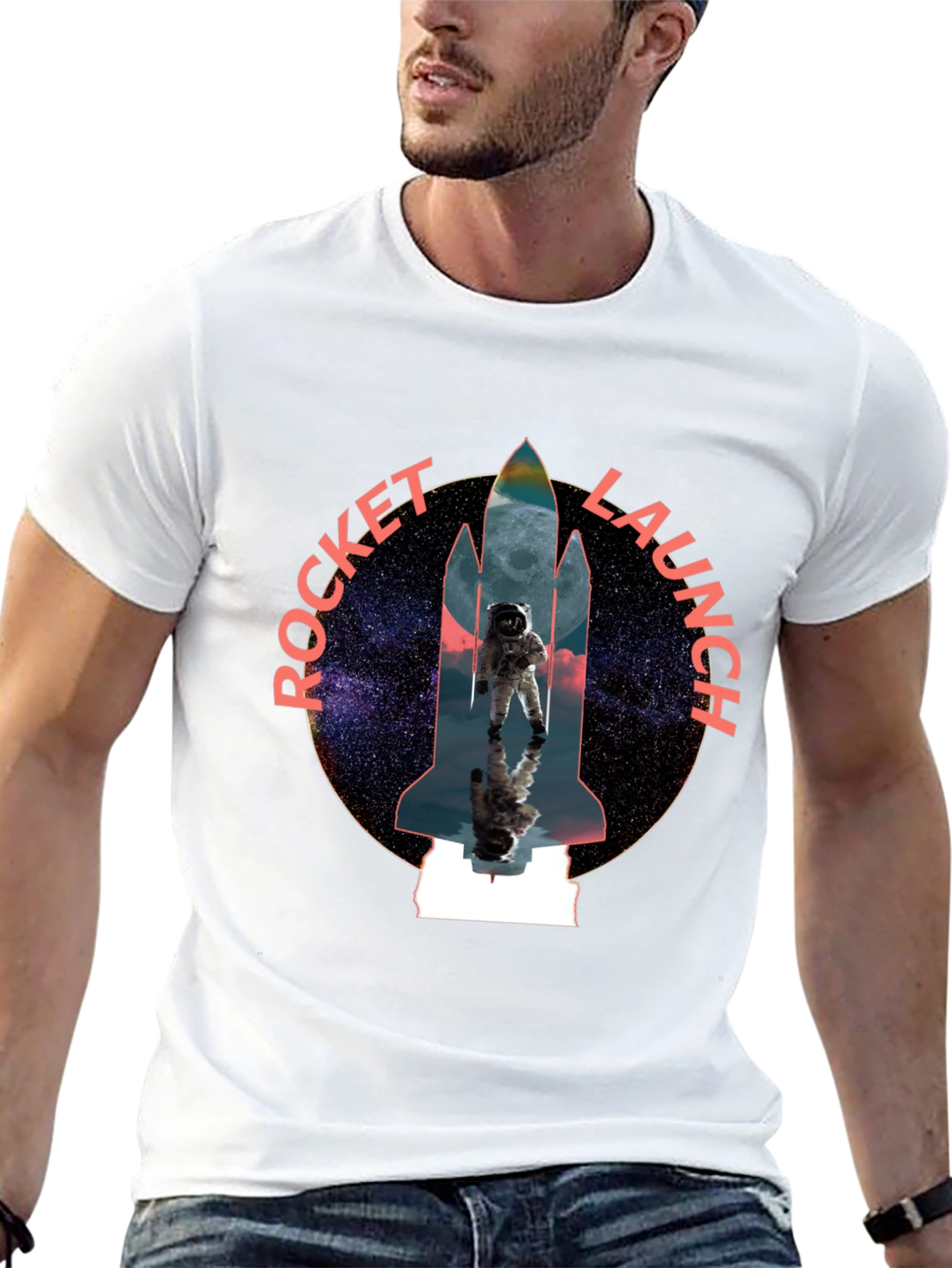 Rocket Launch Graphic Tee - Space Astronaut Design