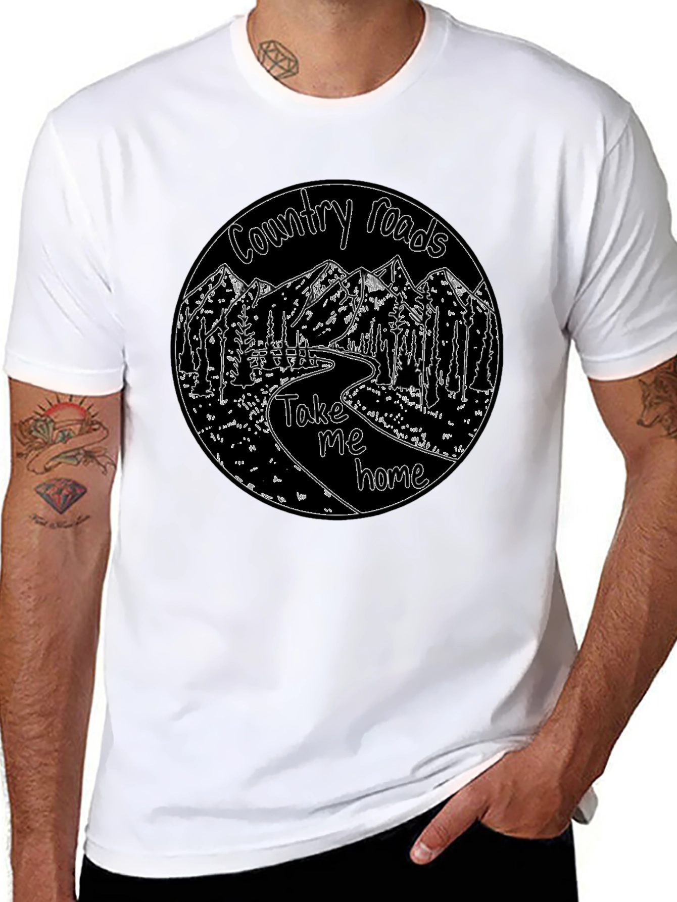 Country Roads Graphic T-Shirt Black