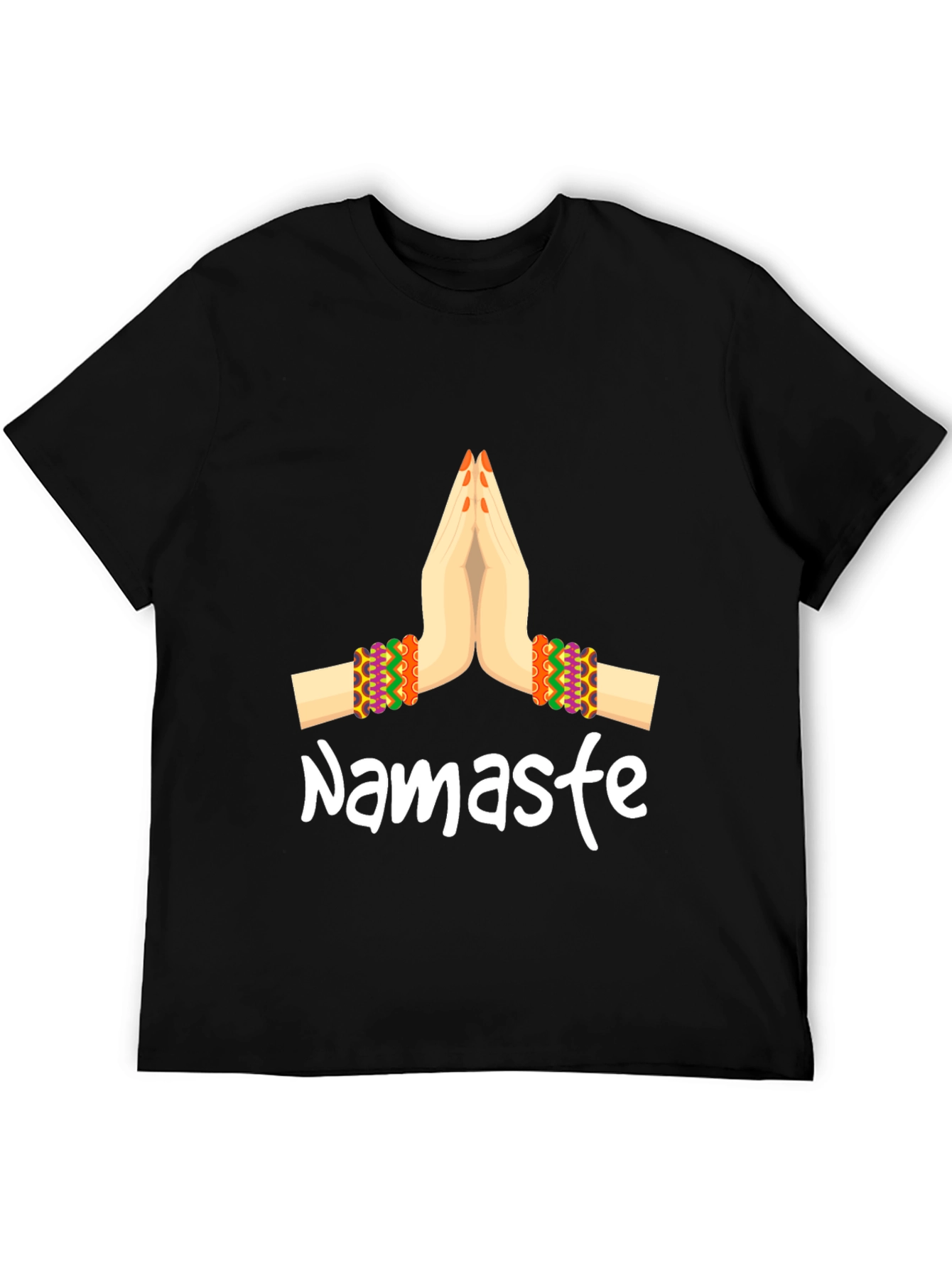 Namaste Hands Graphic Tee - Relaxed Fit Black T-Shirt