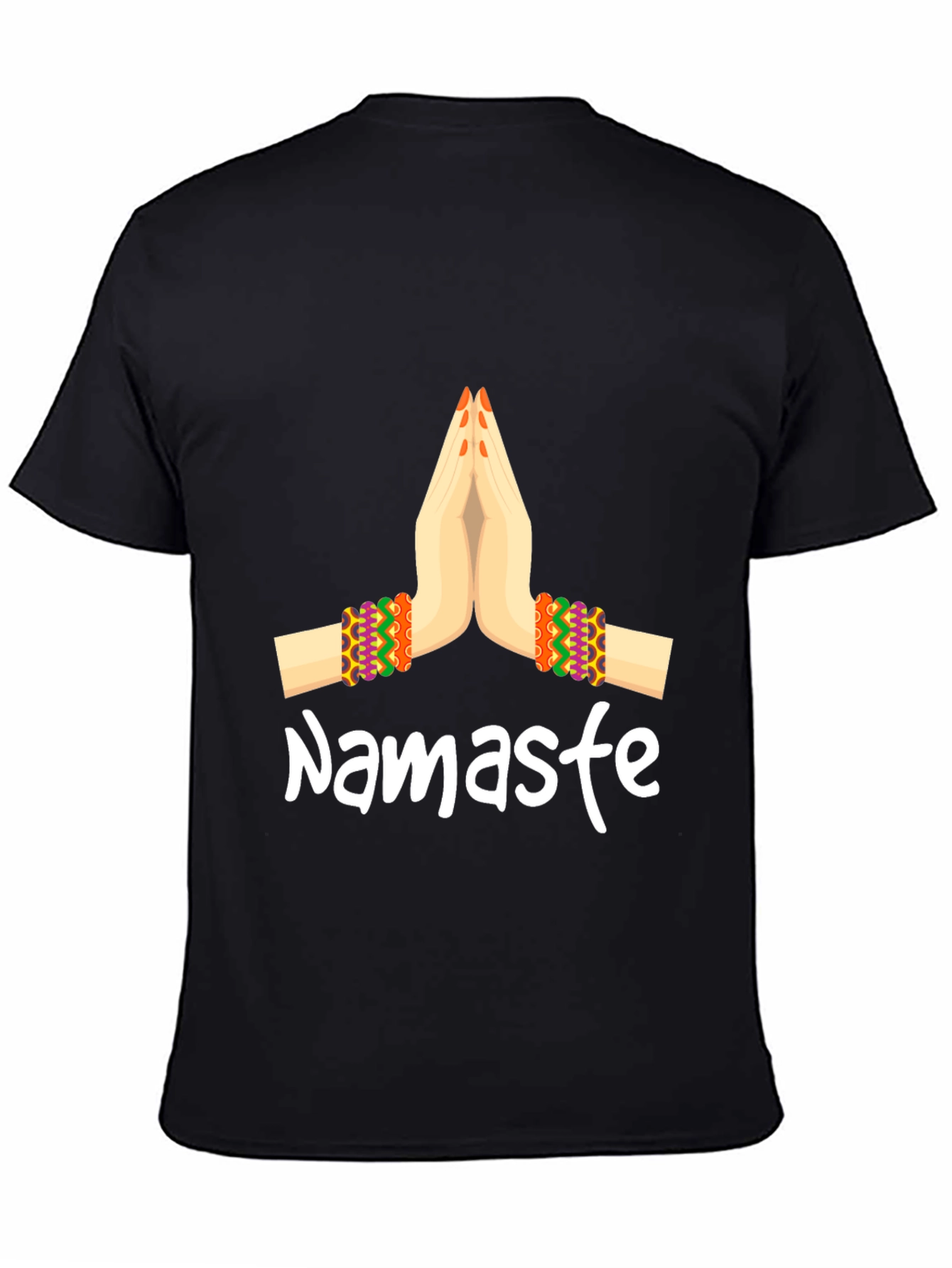 Namaste Hands Graphic Tee - Relaxed Fit Black T-Shirt