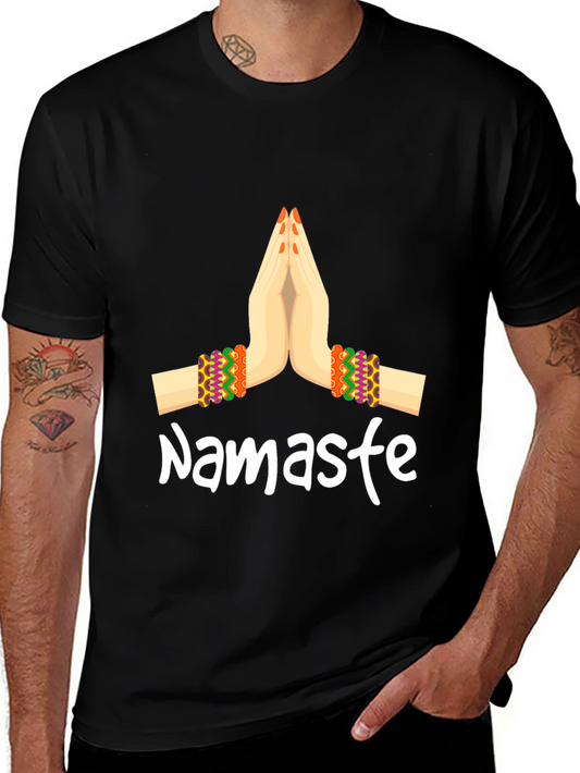 Namaste Hands Graphic Tee - Relaxed Fit Black T-Shirt