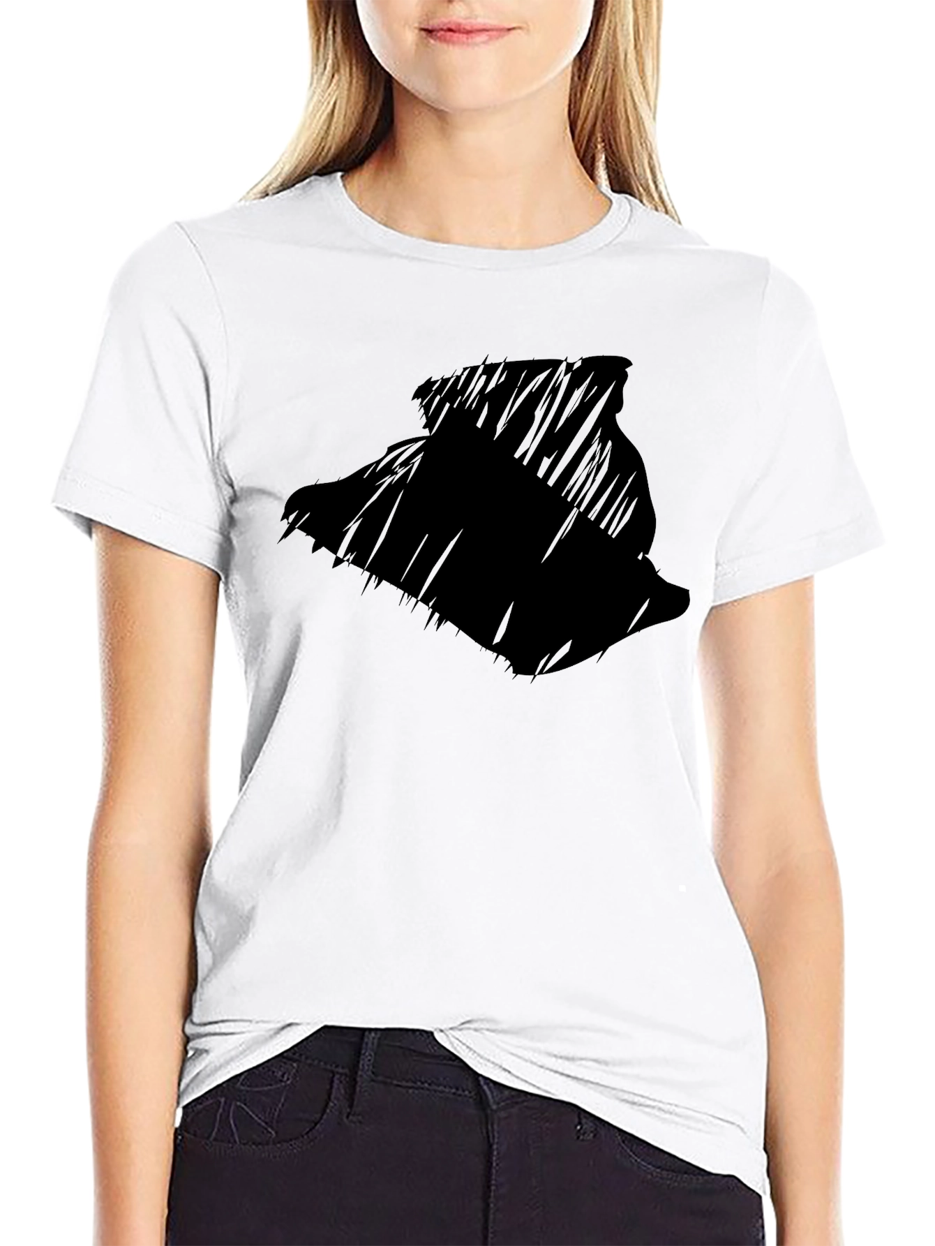 Mens Black Graphic T-Shirt - Abstract Silhouette