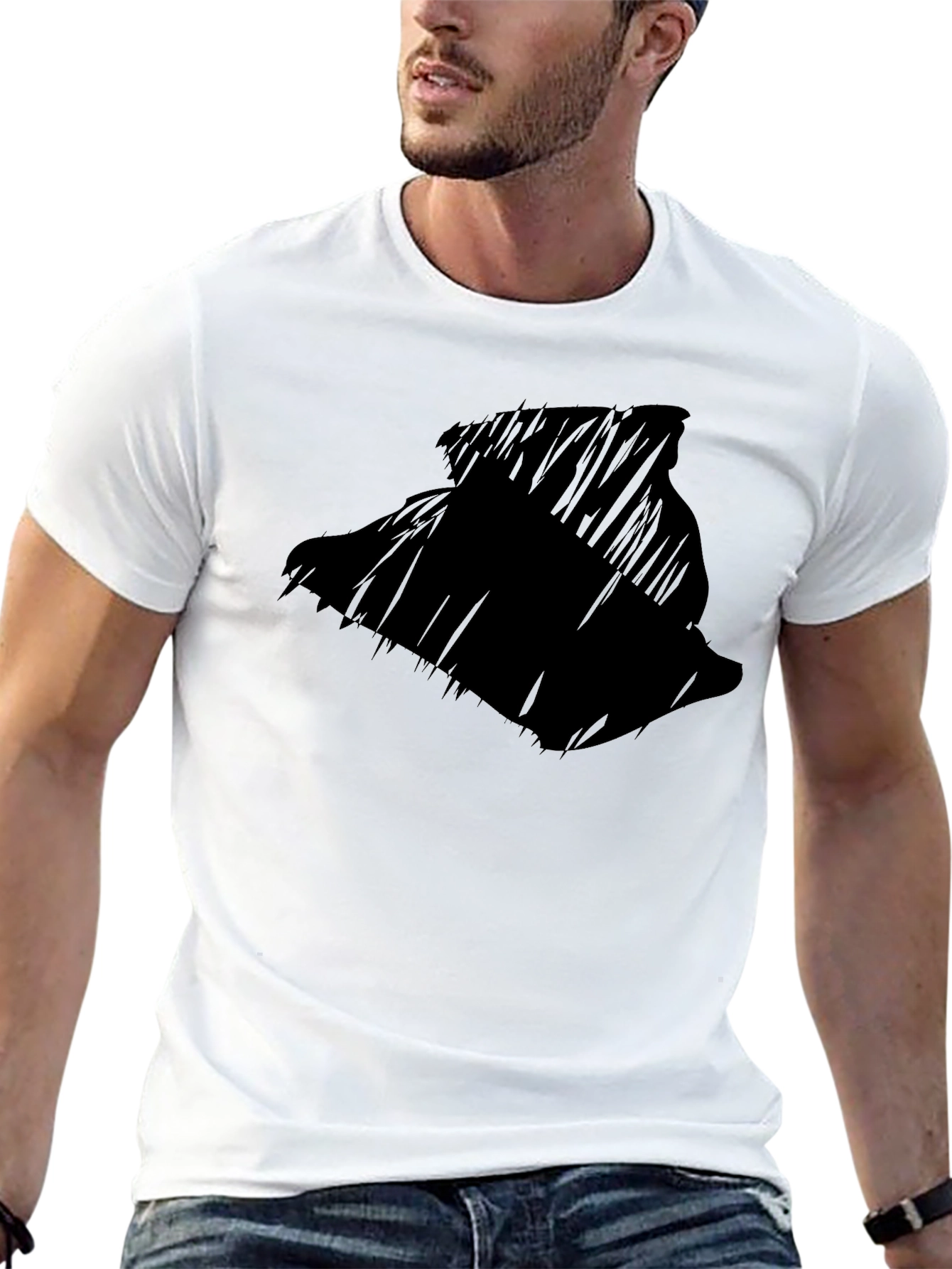 Mens Black Graphic T-Shirt - Abstract Silhouette