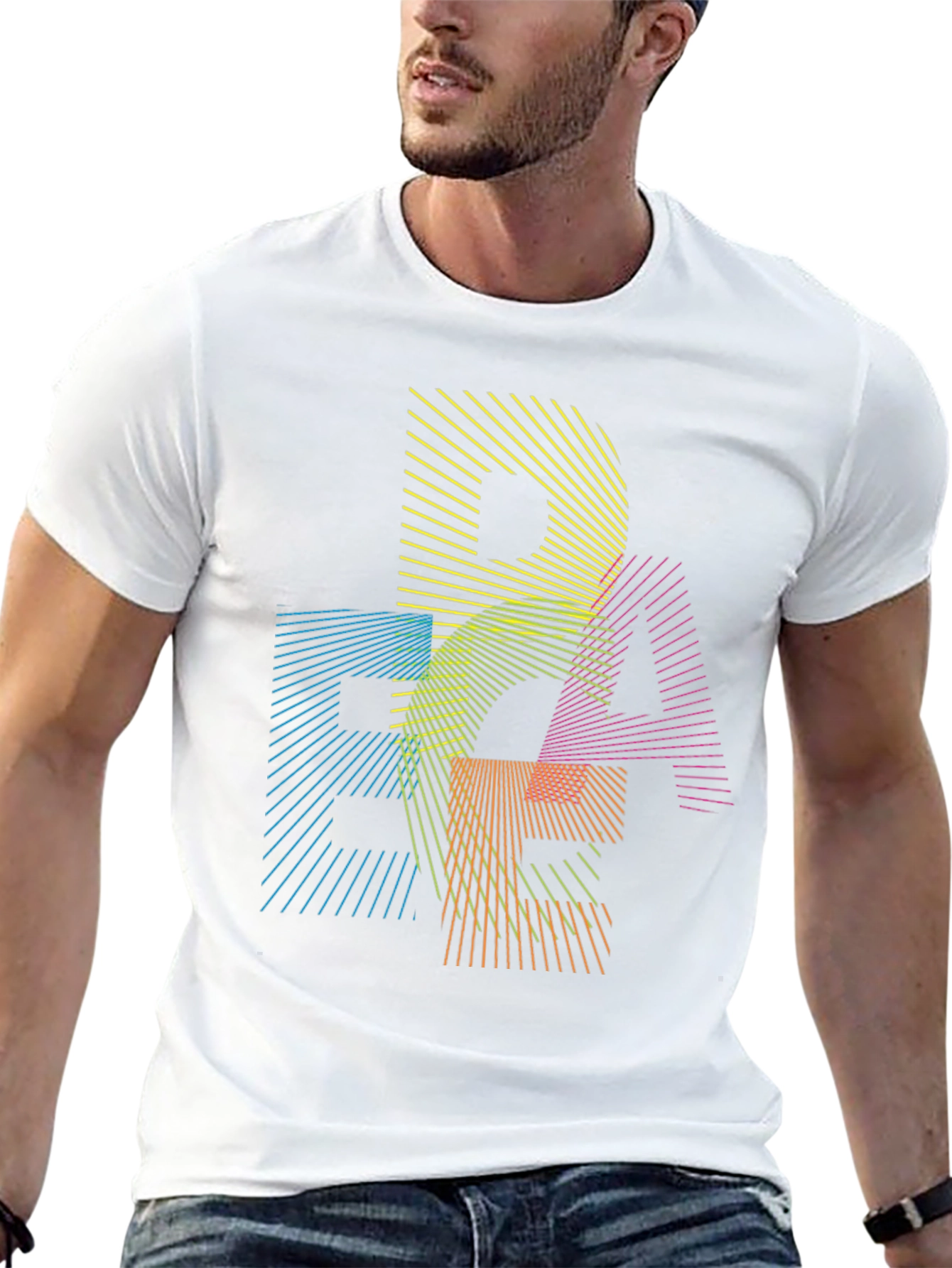 Abstract Geometric Line Art Graphic T-Shirt