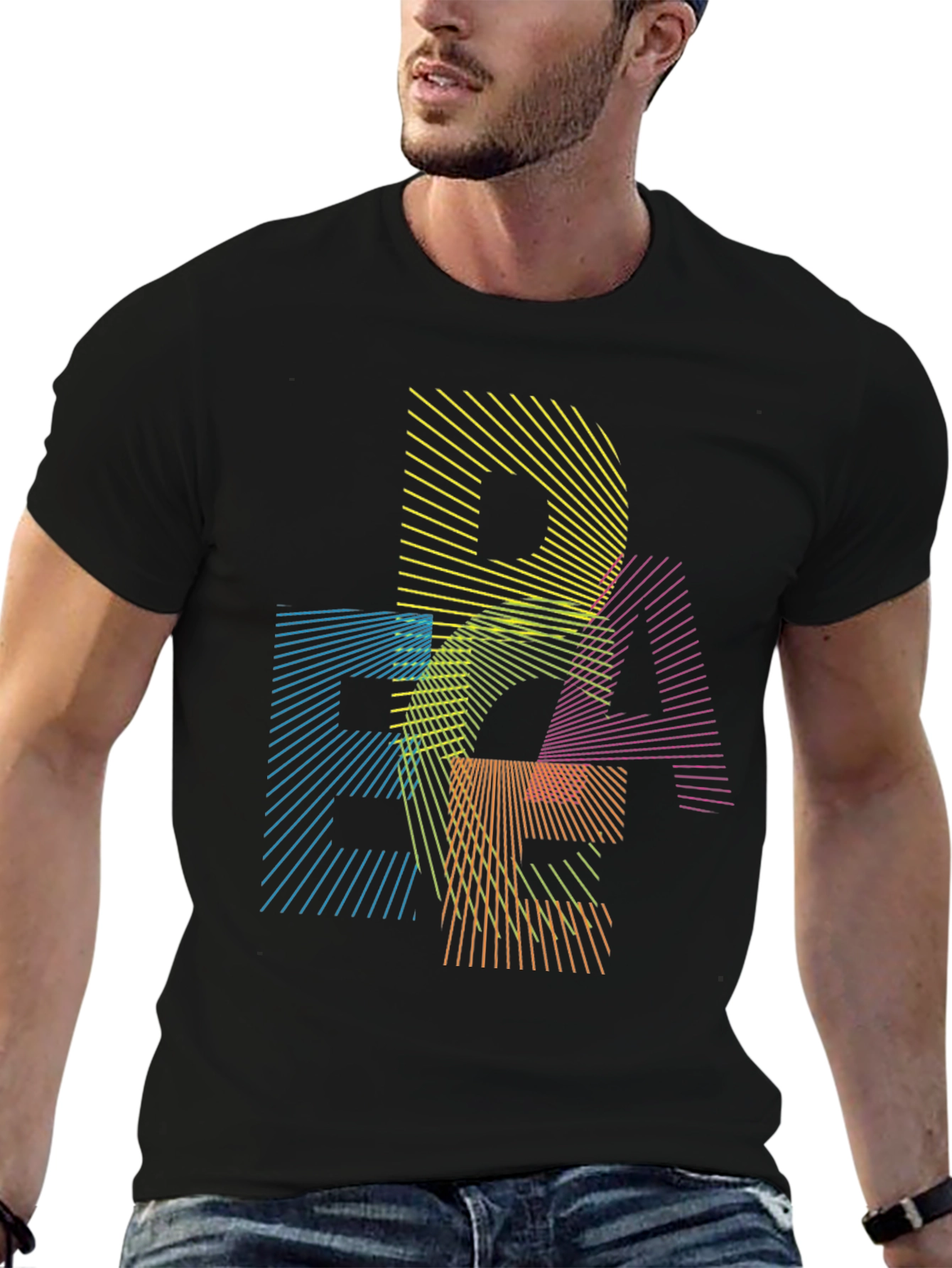 Abstract Geometric Line Art Graphic T-Shirt