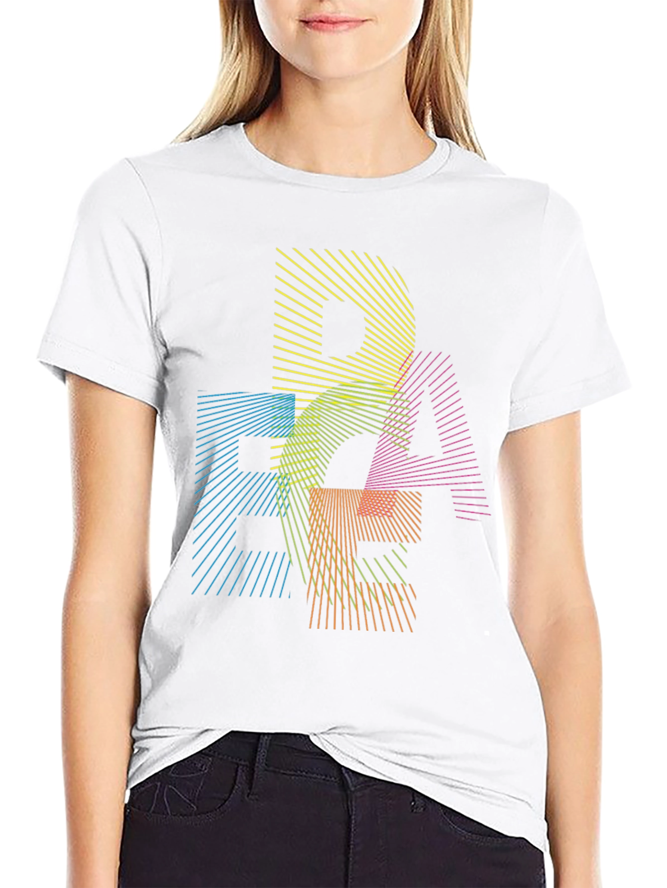 Abstract Geometric Line Art Graphic T-Shirt