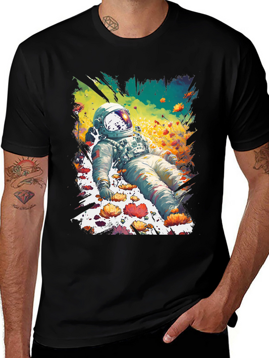 Astronaut in Flowers Graphic T-Shirt