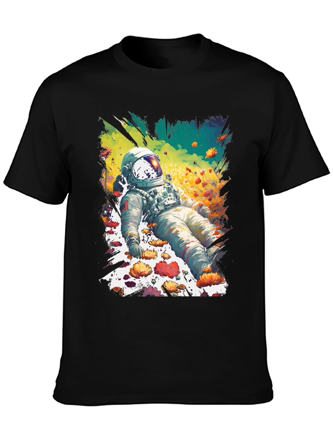 Astronaut in Flowers Graphic T-Shirt