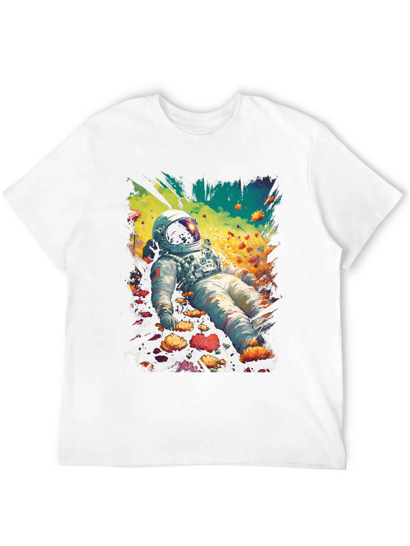 Astronaut in Flowers Graphic T-Shirt