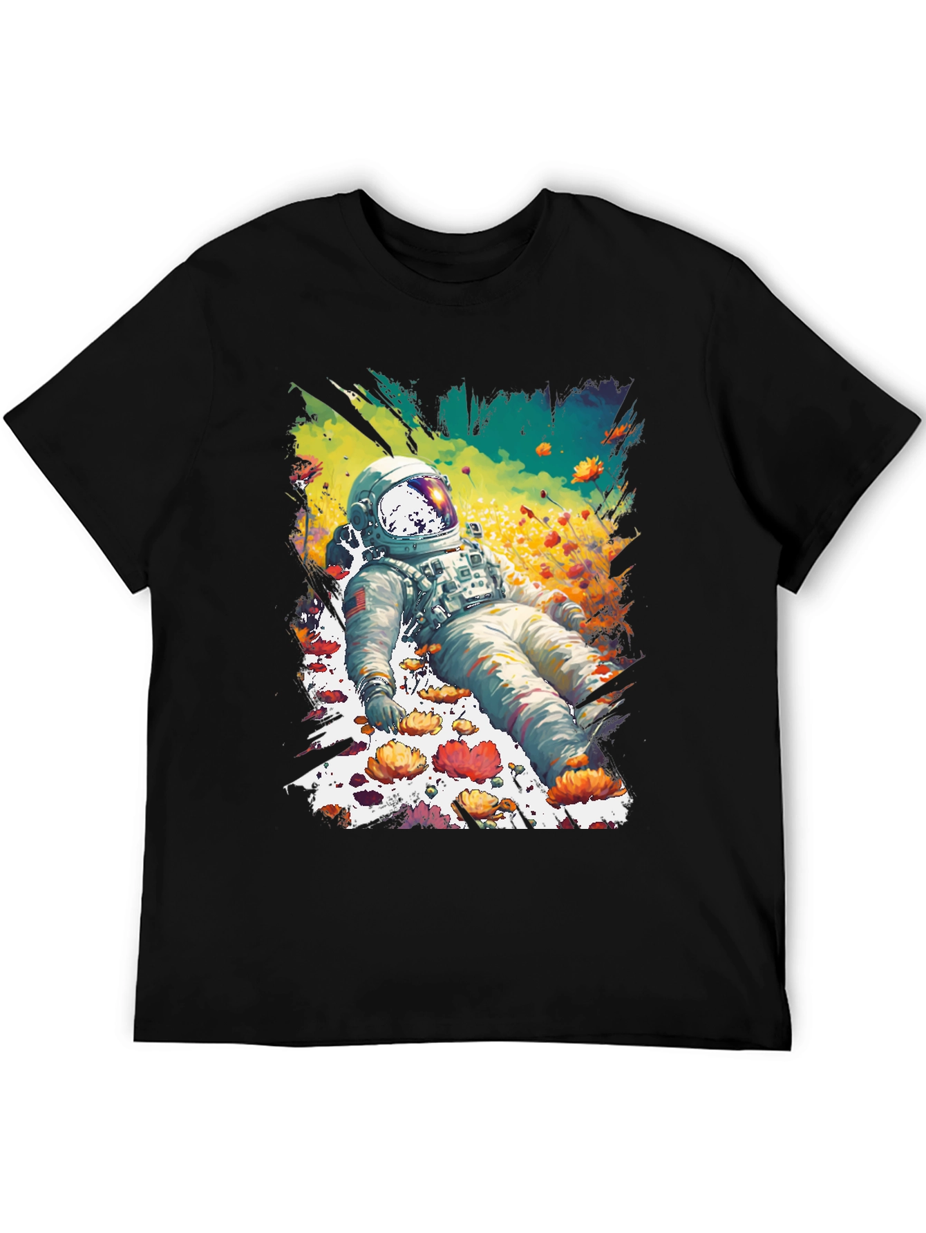 Astronaut in Flowers Graphic T-Shirt