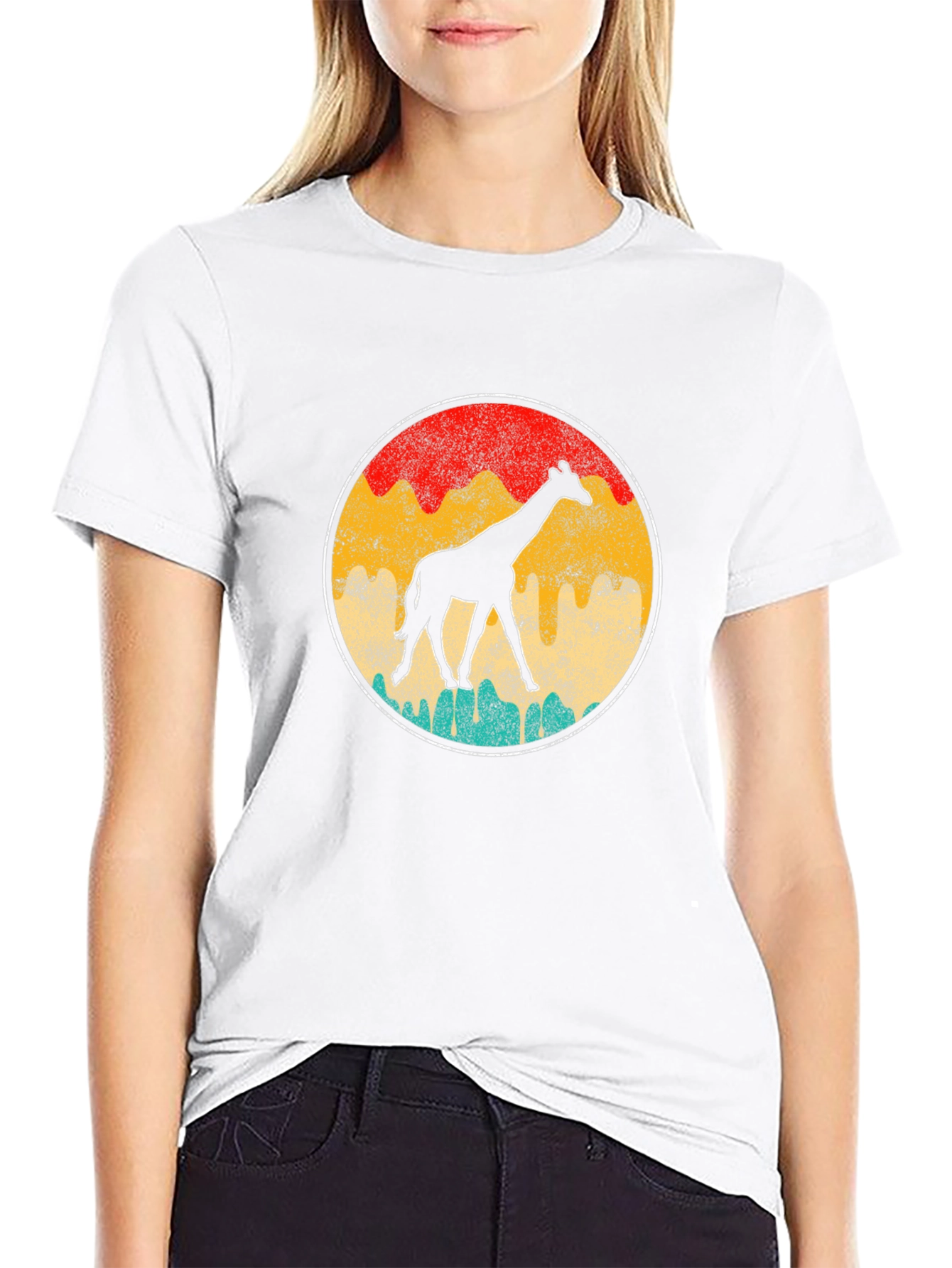 Retro Giraffe Graphic Tee - Unisex Black T-Shirt