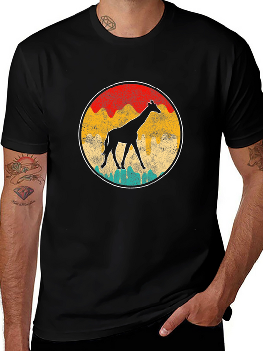 Retro Giraffe Graphic Tee - Unisex Black T-Shirt