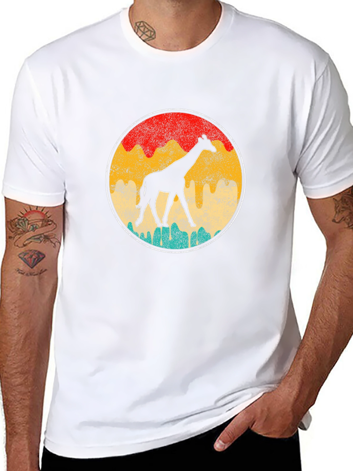 Retro Giraffe Graphic Tee - Unisex Black T-Shirt