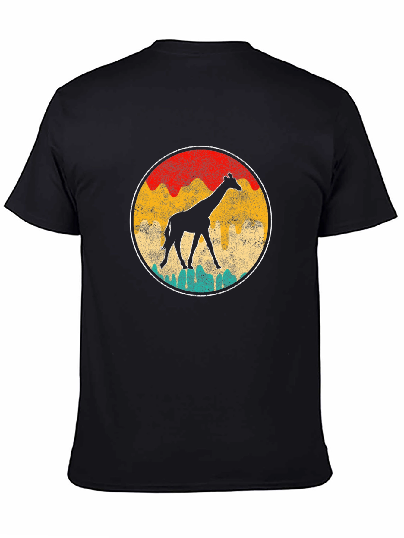 Retro Giraffe Graphic Tee - Unisex Black T-Shirt