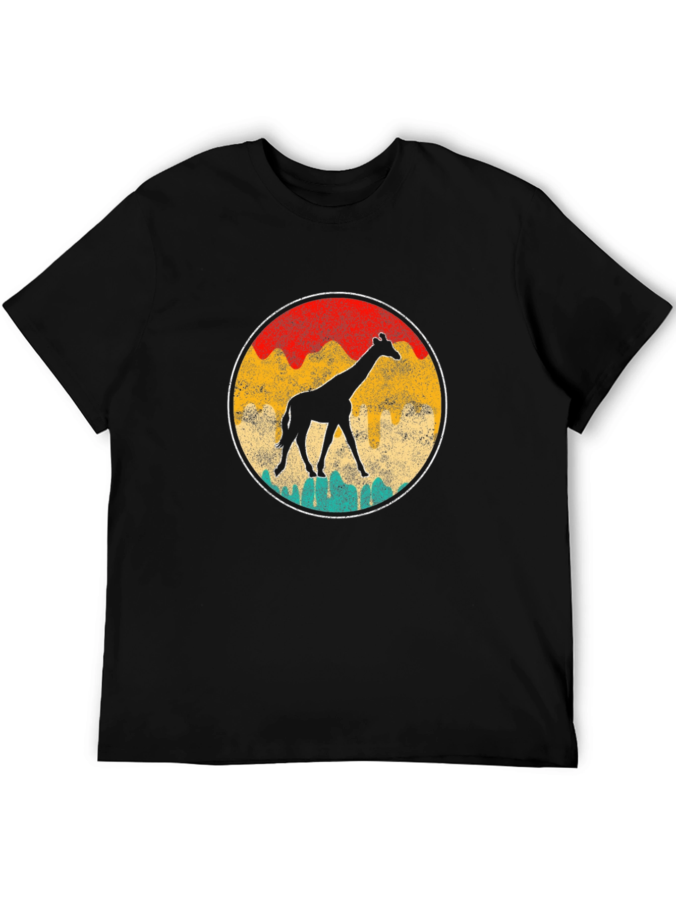 Retro Giraffe Graphic Tee - Unisex Black T-Shirt