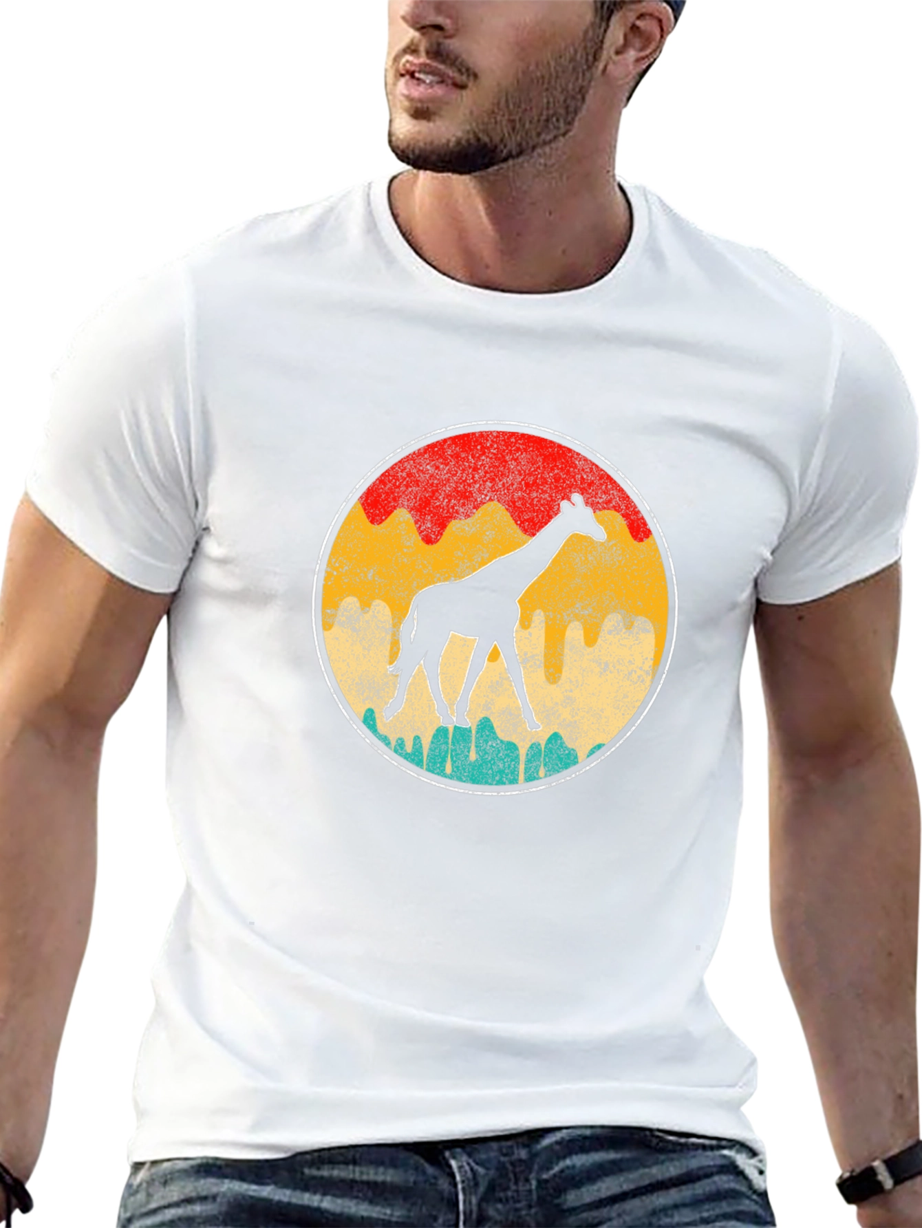 Retro Giraffe Graphic Tee - Unisex Black T-Shirt