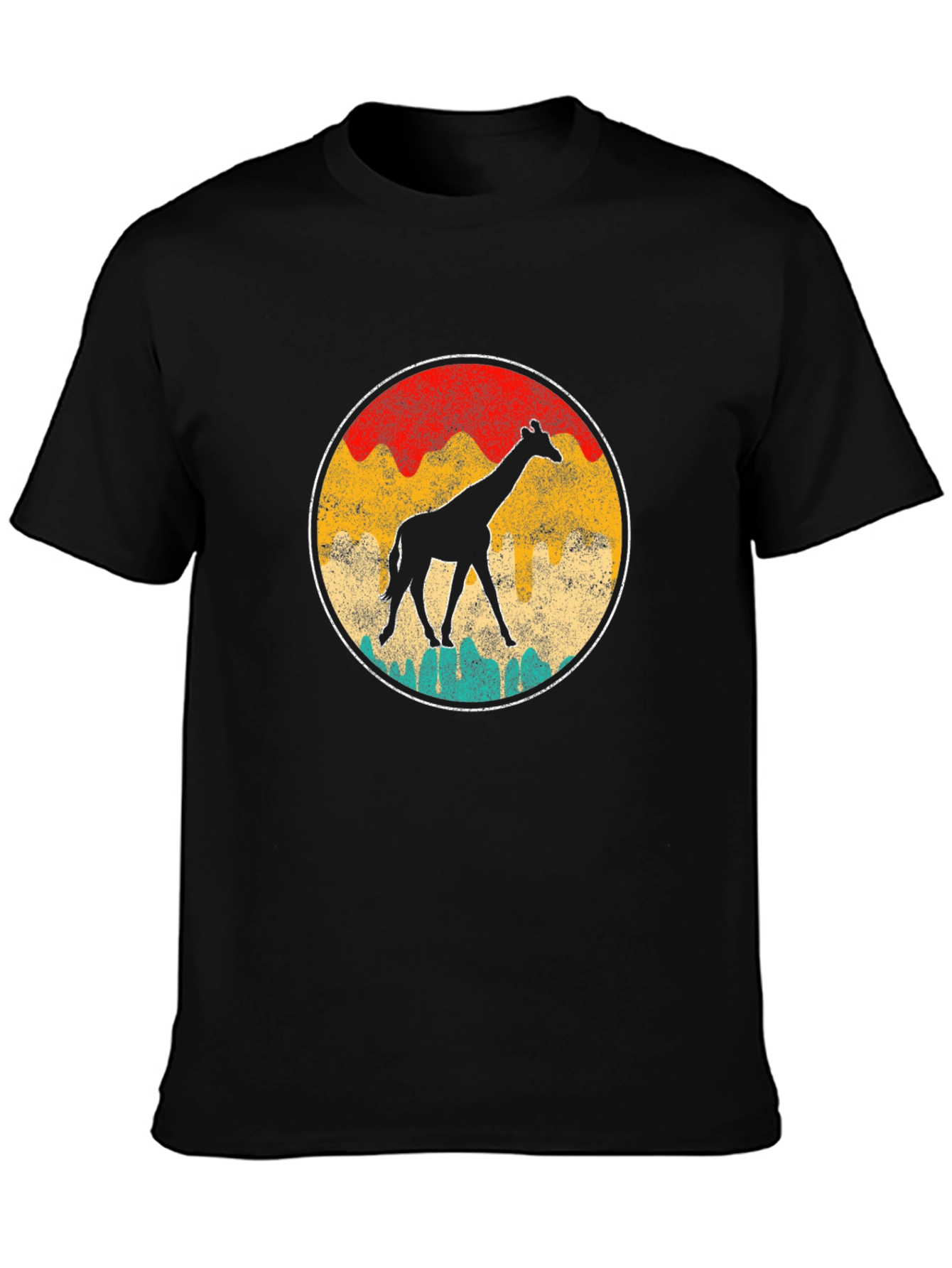 Retro Giraffe Graphic Tee - Unisex Black T-Shirt