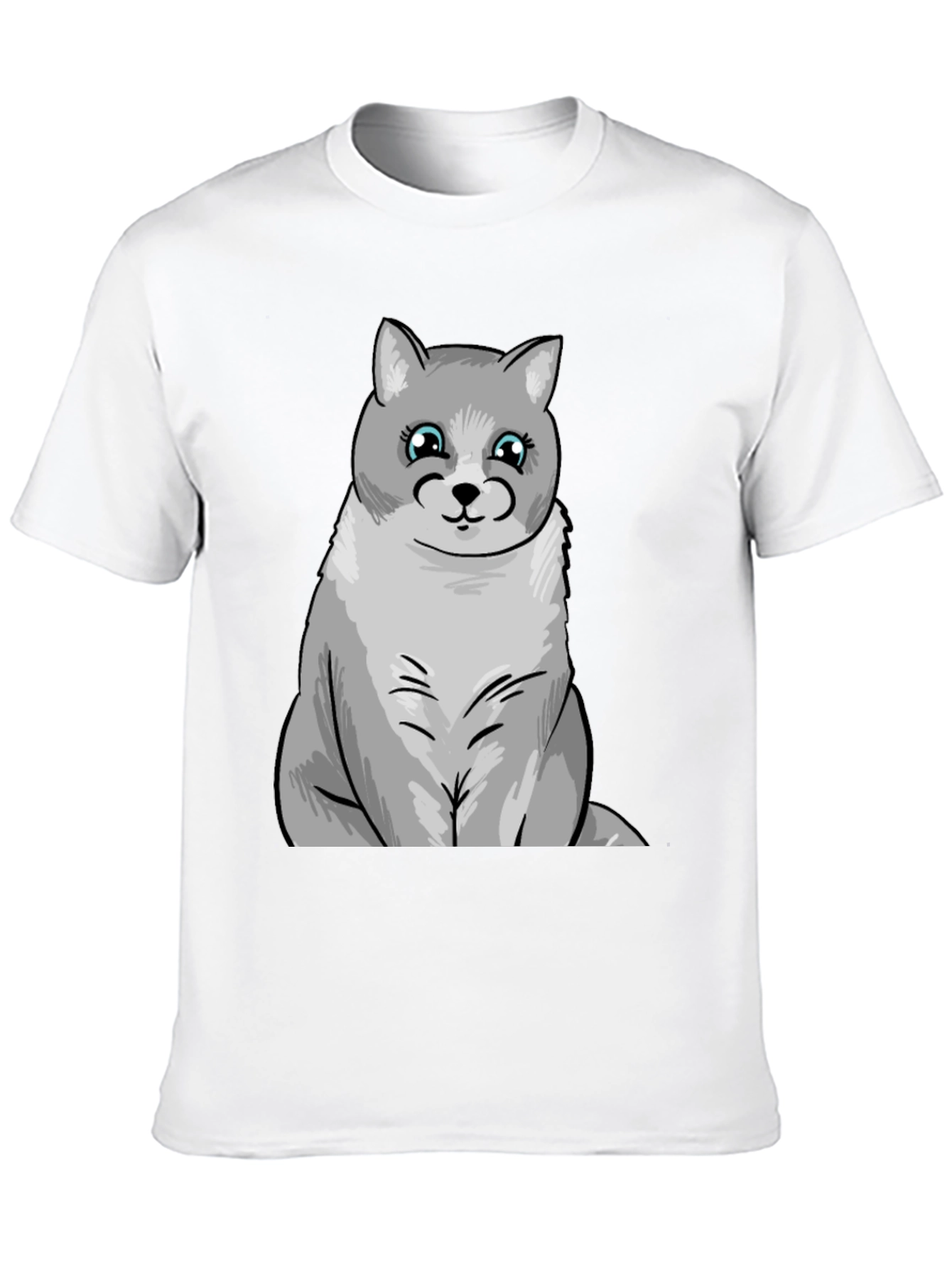 Cute Cartoon Cat T-Shirt - Black Unisex Tee