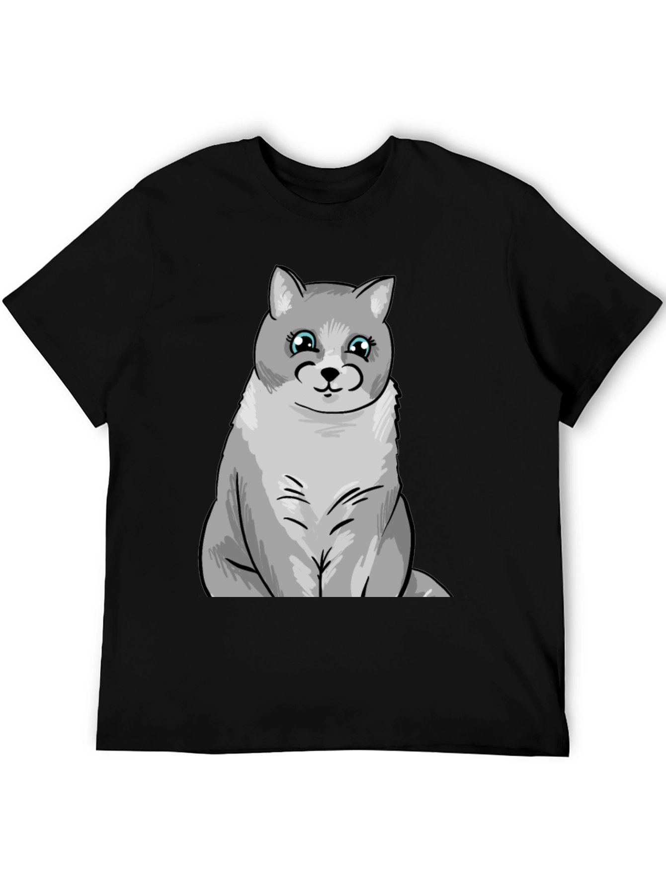 Cute Cartoon Cat T-Shirt - Black Unisex Tee