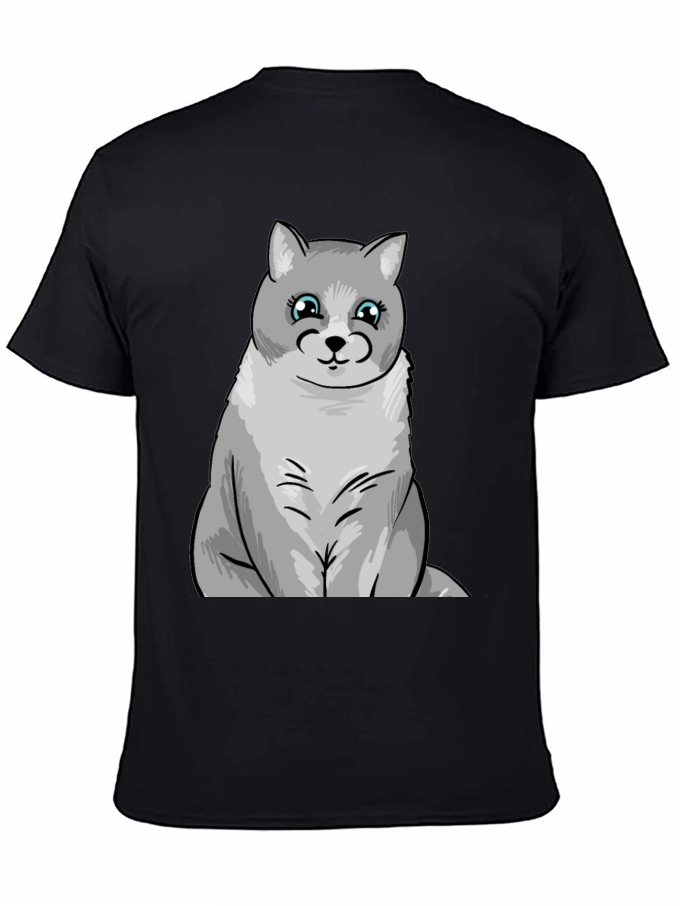 Cute Cartoon Cat T-Shirt - Black Unisex Tee