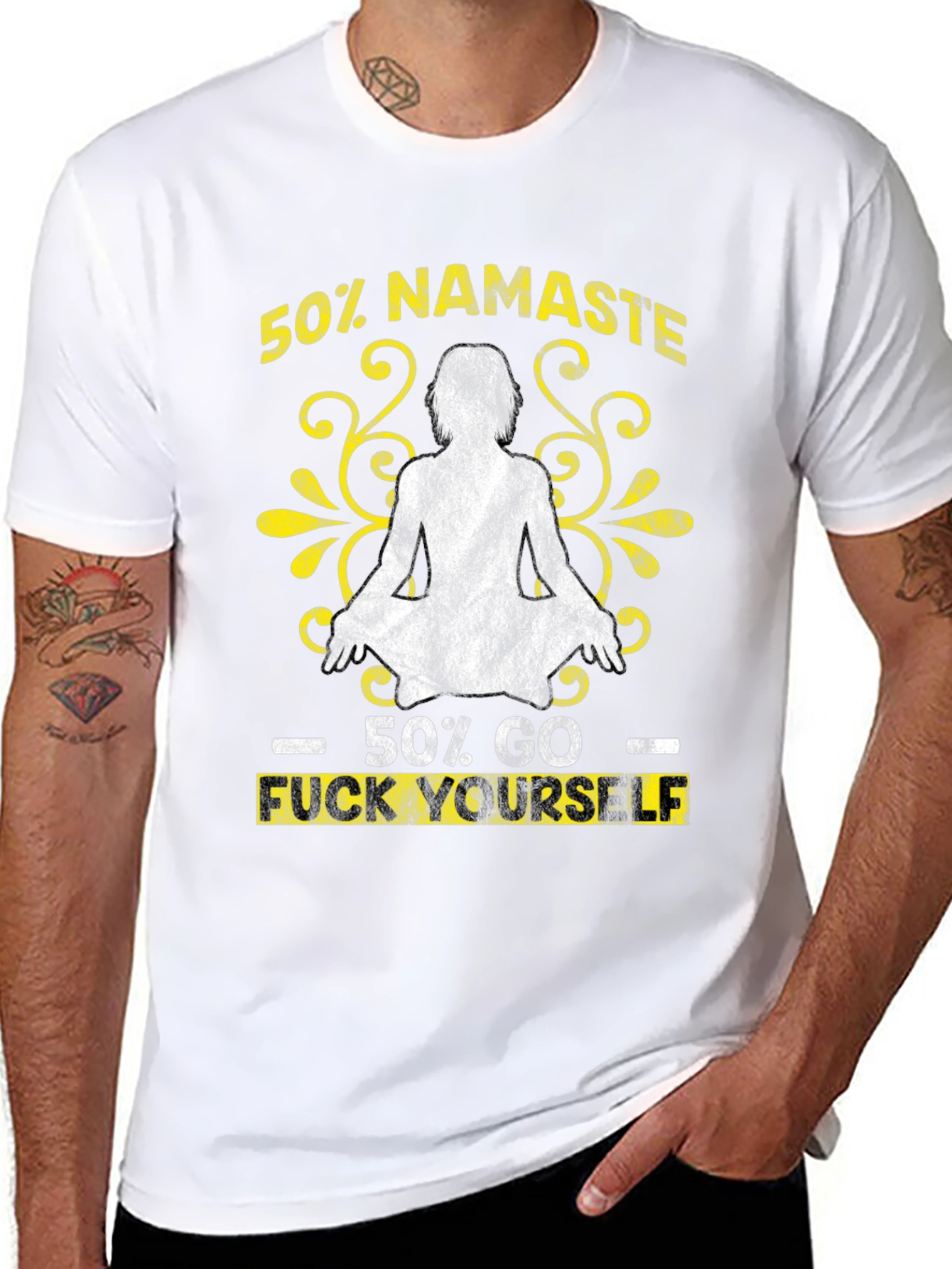 50% Namaste 50% Go F Yourself Graphic Tee