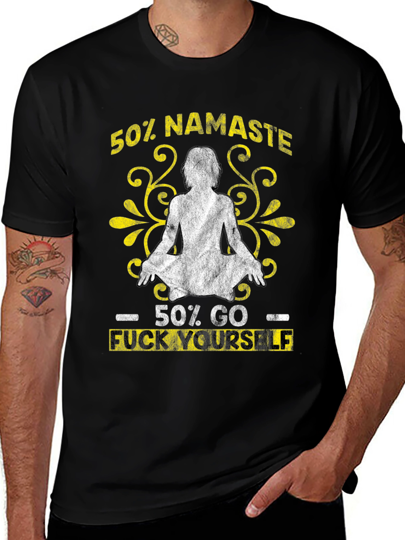 50% Namaste 50% Go F Yourself Graphic Tee