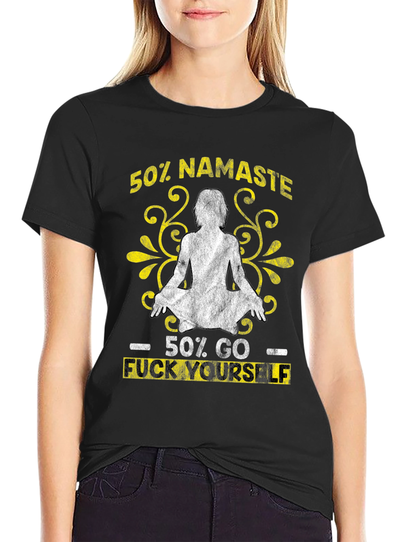 50% Namaste 50% Go F Yourself Graphic Tee