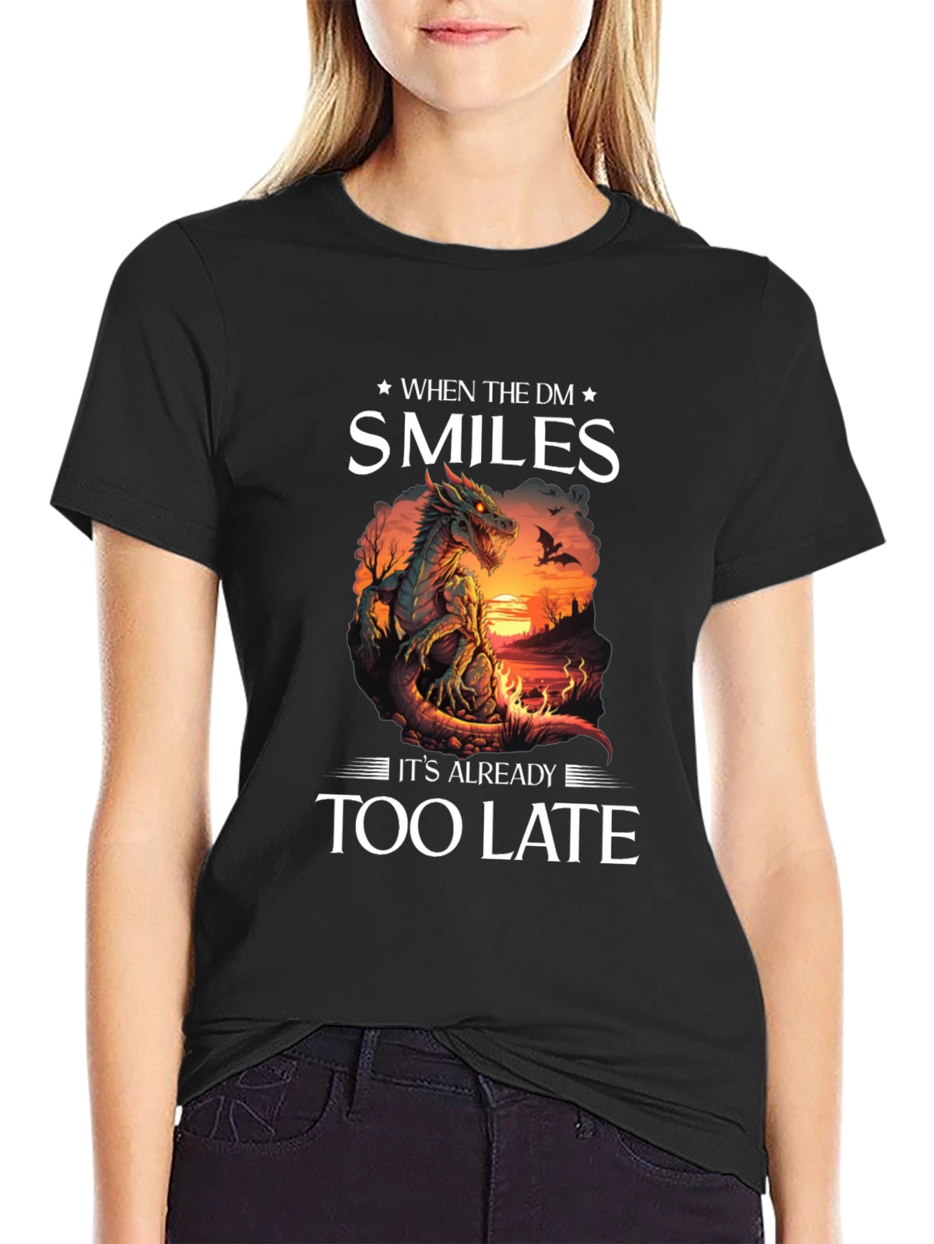 When the DM Smiles T-Shirt Dragon Graphic