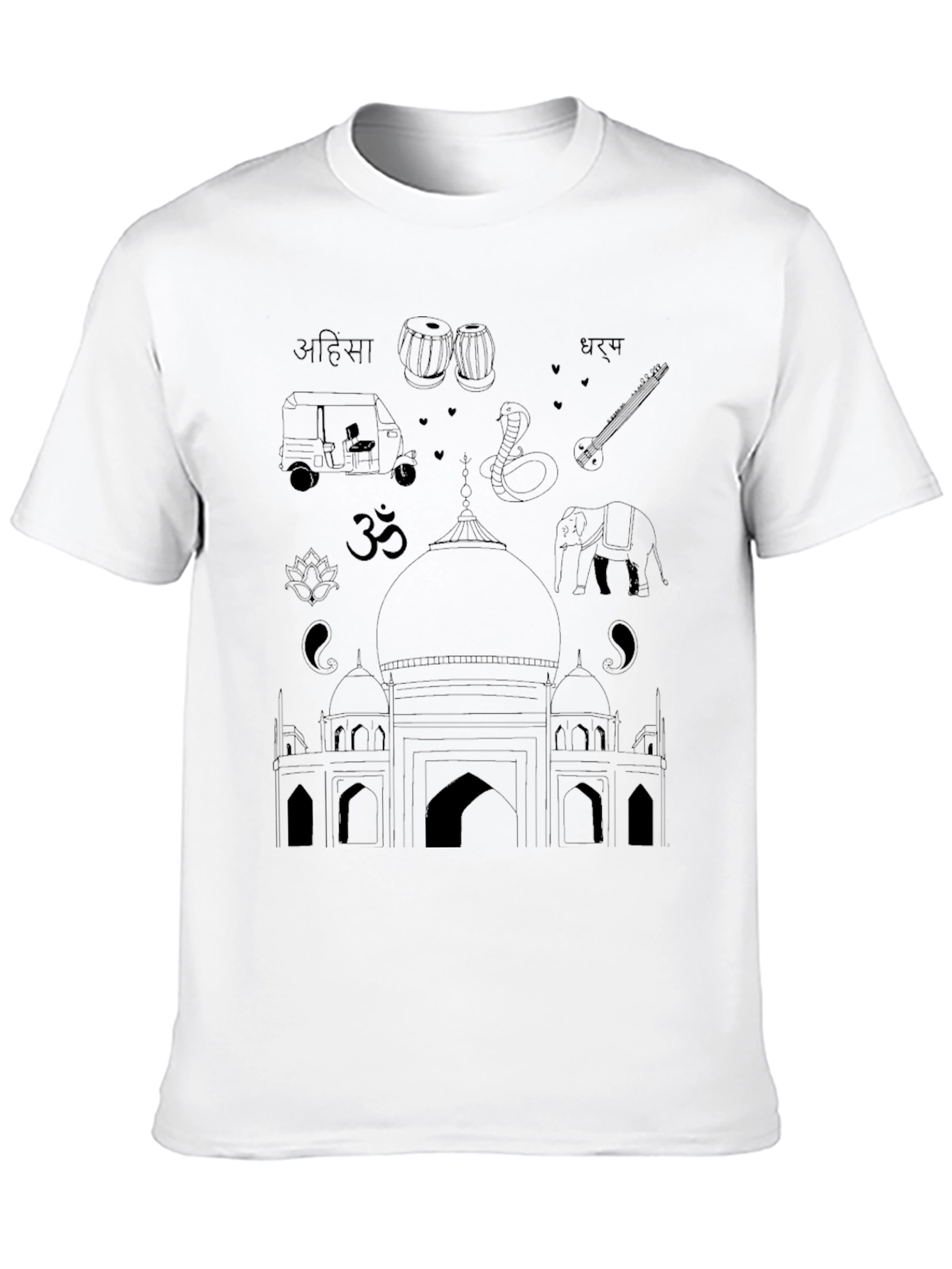 India Travel T-Shirt - Black Cotton Tee