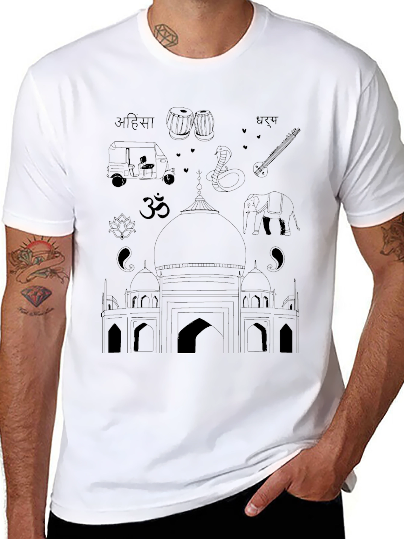 India Travel T-Shirt - Black Cotton Tee