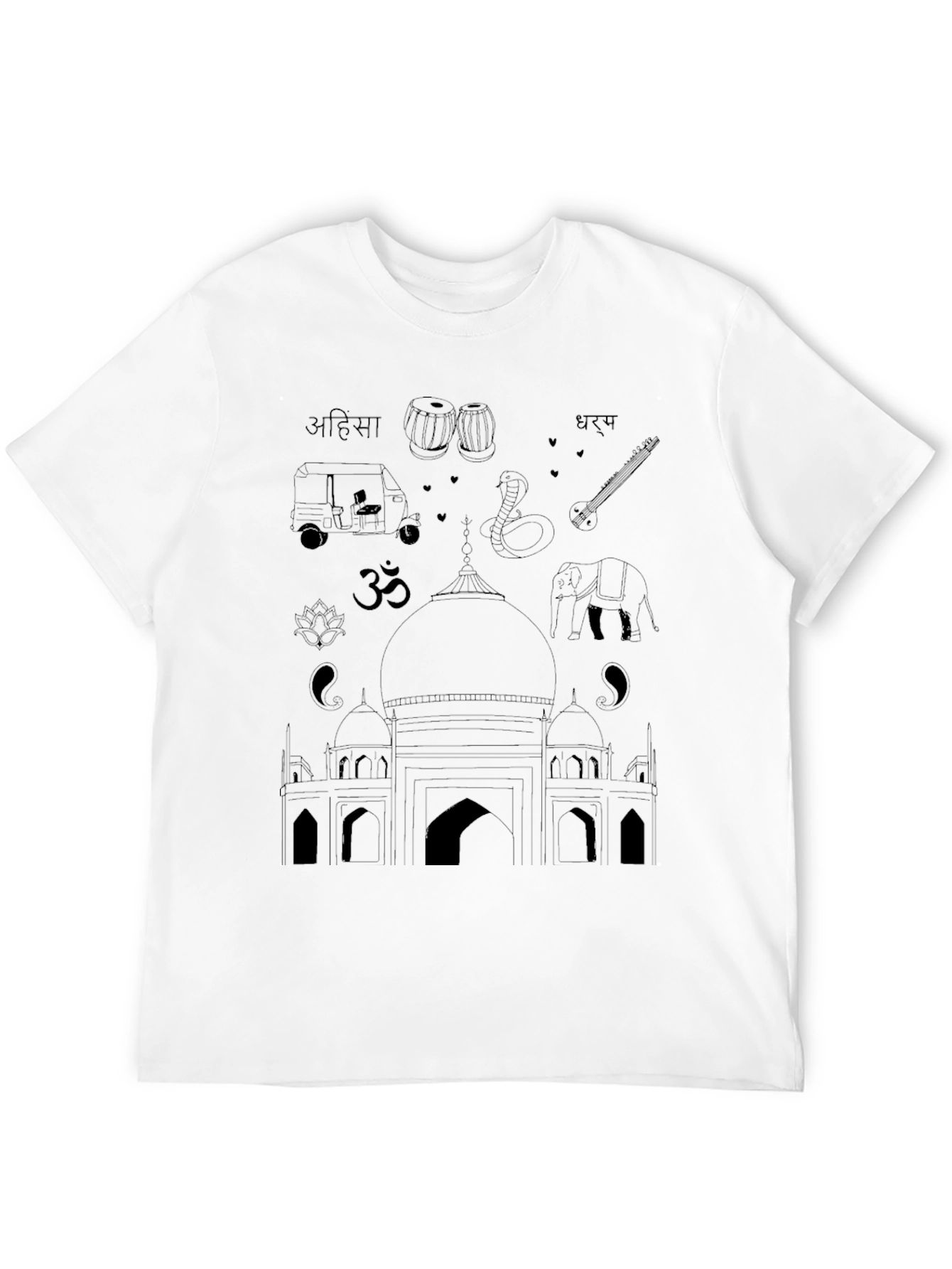 India Travel T-Shirt - Black Cotton Tee