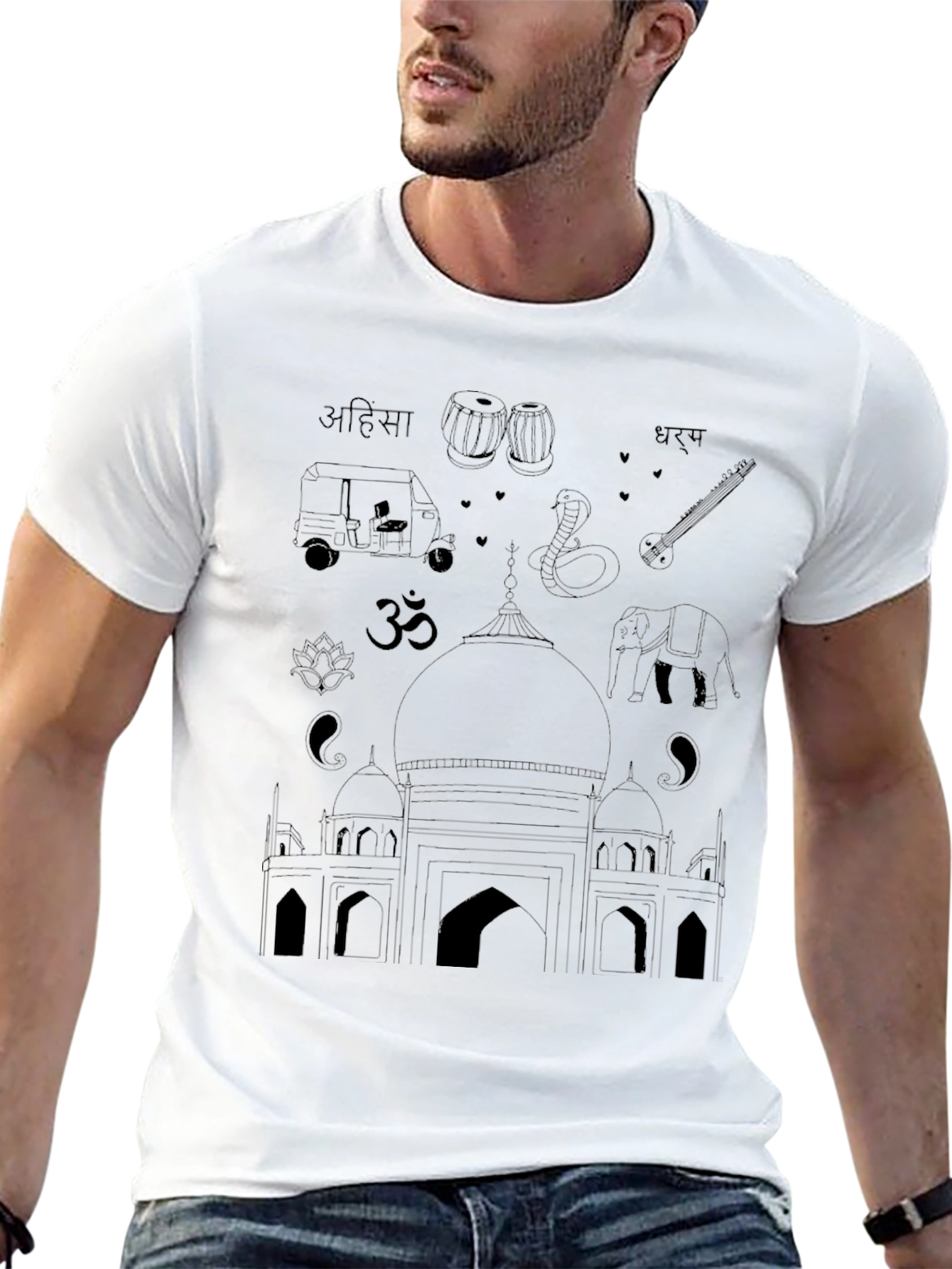 India Travel T-Shirt - Black Cotton Tee