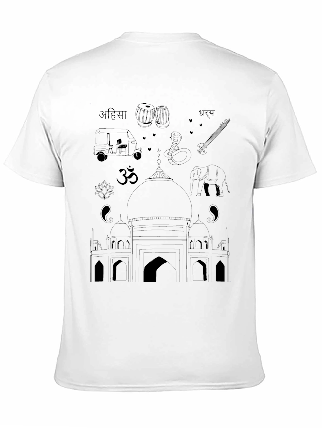 India Travel T-Shirt - Black Cotton Tee
