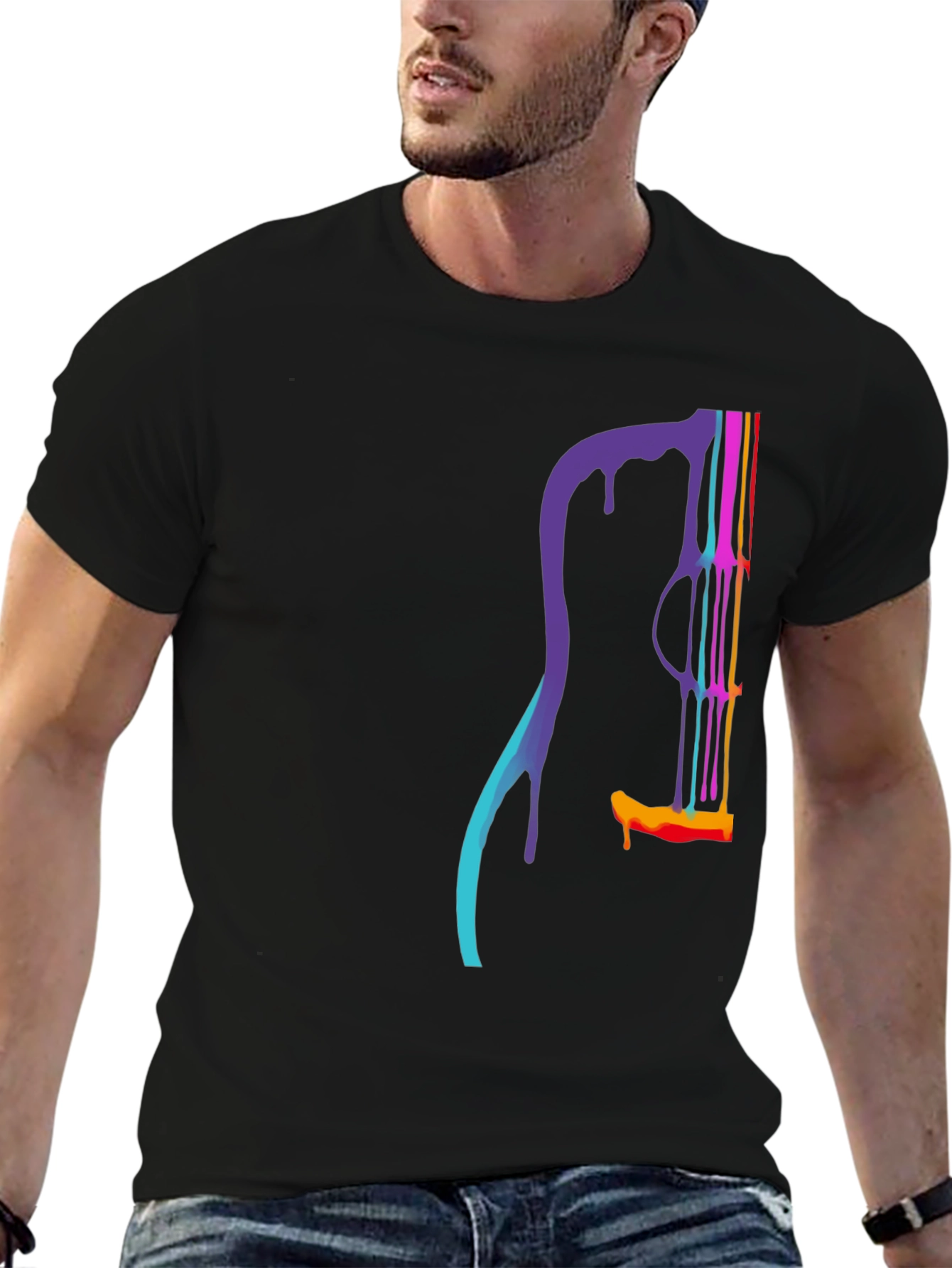 Dripping Guitar Graphic Tee - Mens Black T-Shirt