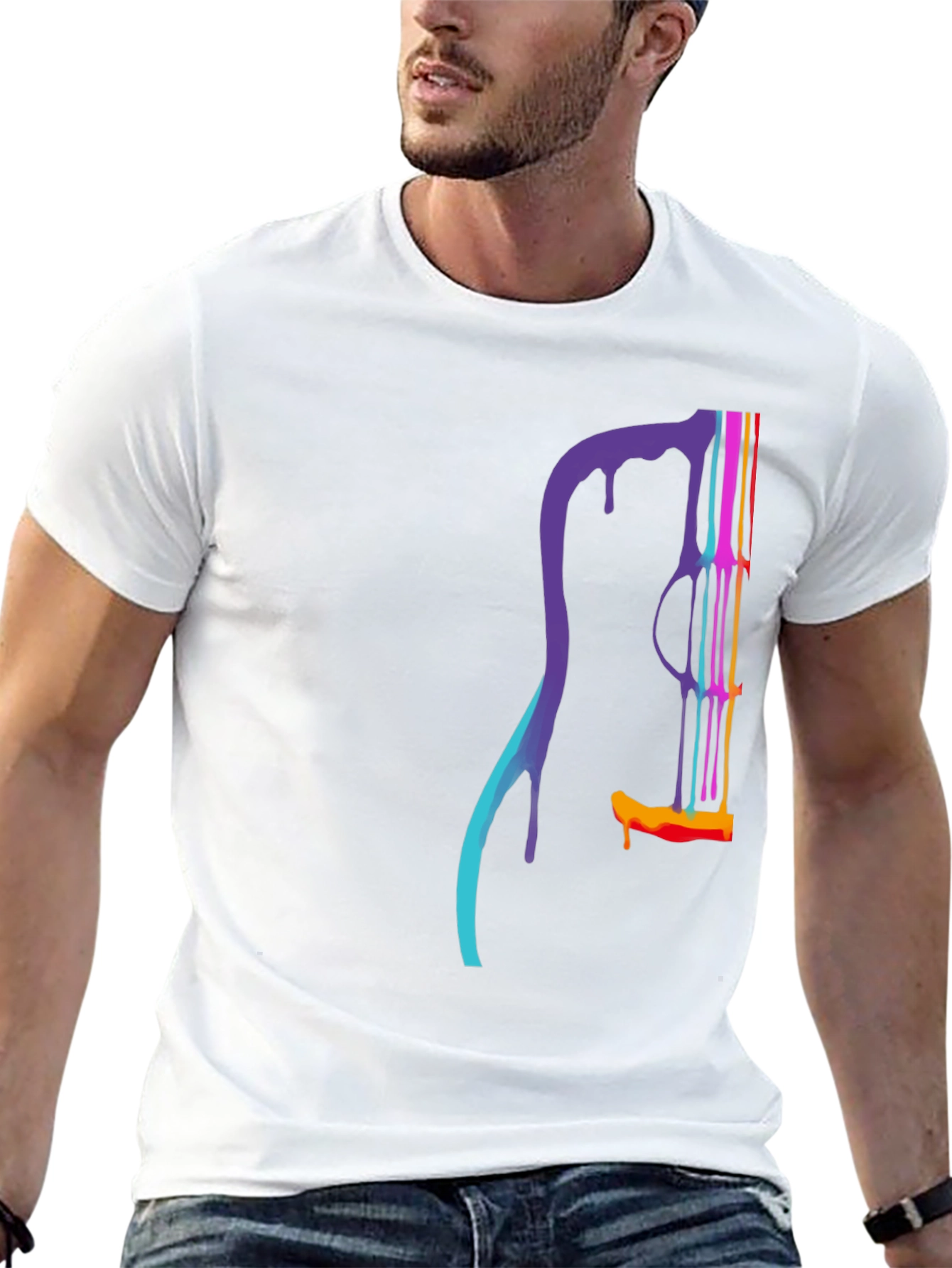 Dripping Guitar Graphic Tee - Mens Black T-Shirt