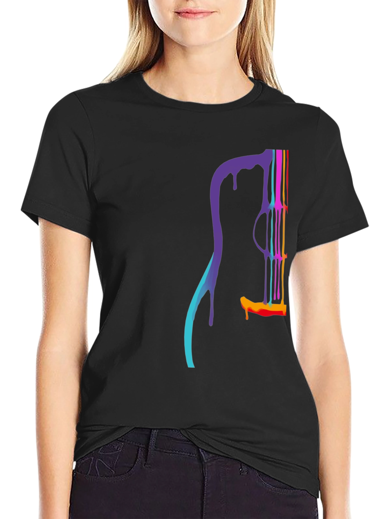 Dripping Guitar Graphic Tee - Mens Black T-Shirt