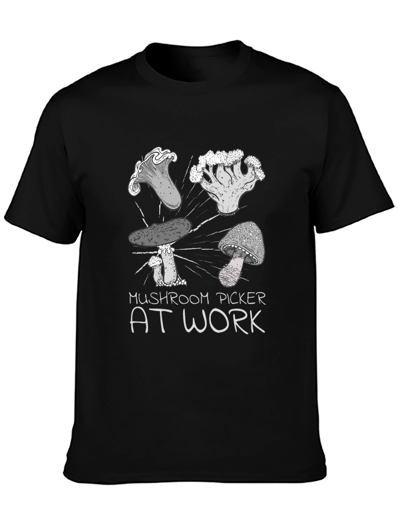 Mushroom Picker At Work Graphic Tee