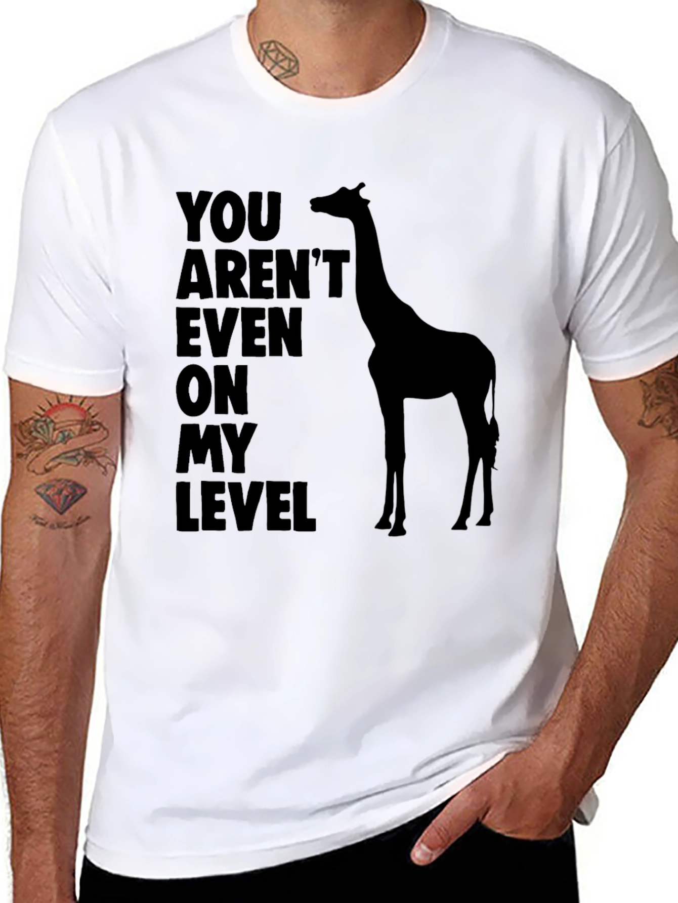Giraffe Level T-Shirt - Mens Funny Graphic Tee