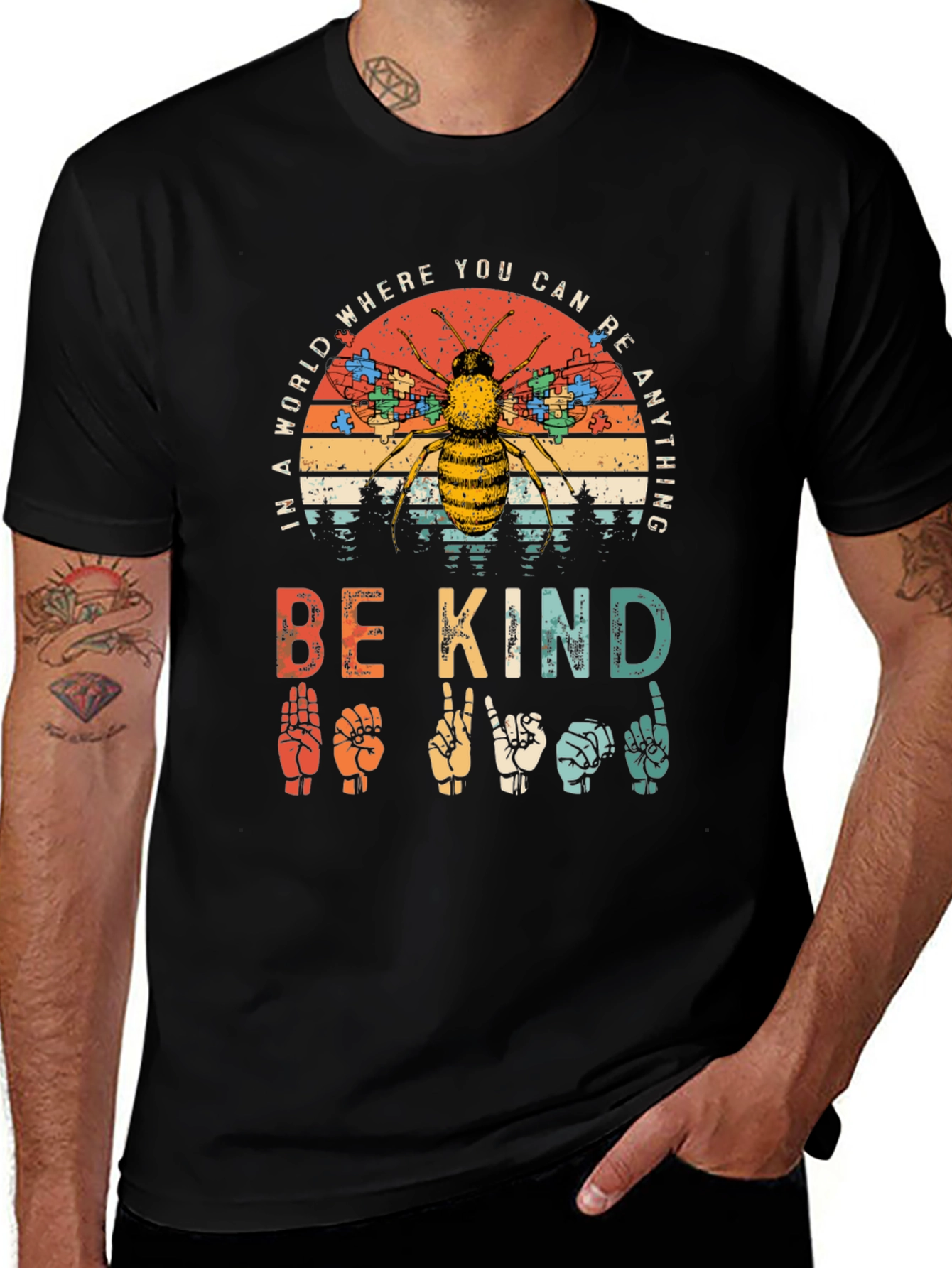 Be Kind T-Shirt - Autism Awareness Bee Design