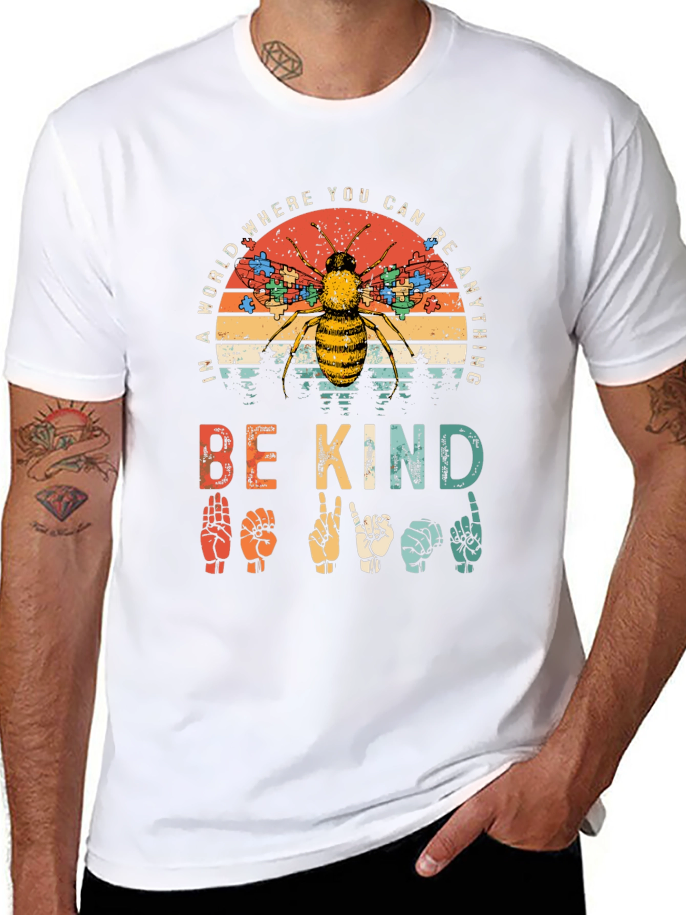 Be Kind T-Shirt - Autism Awareness Bee Design