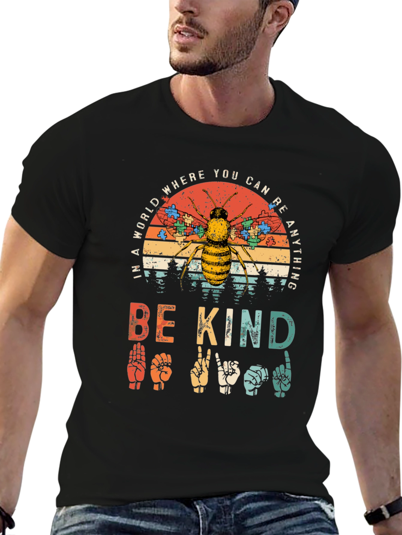 Be Kind T-Shirt - Autism Awareness Bee Design