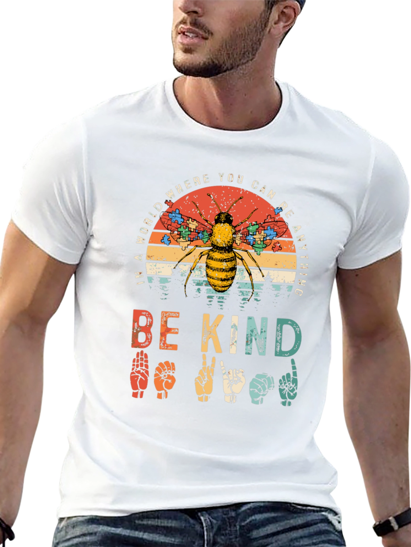 Be Kind T-Shirt - Autism Awareness Bee Design