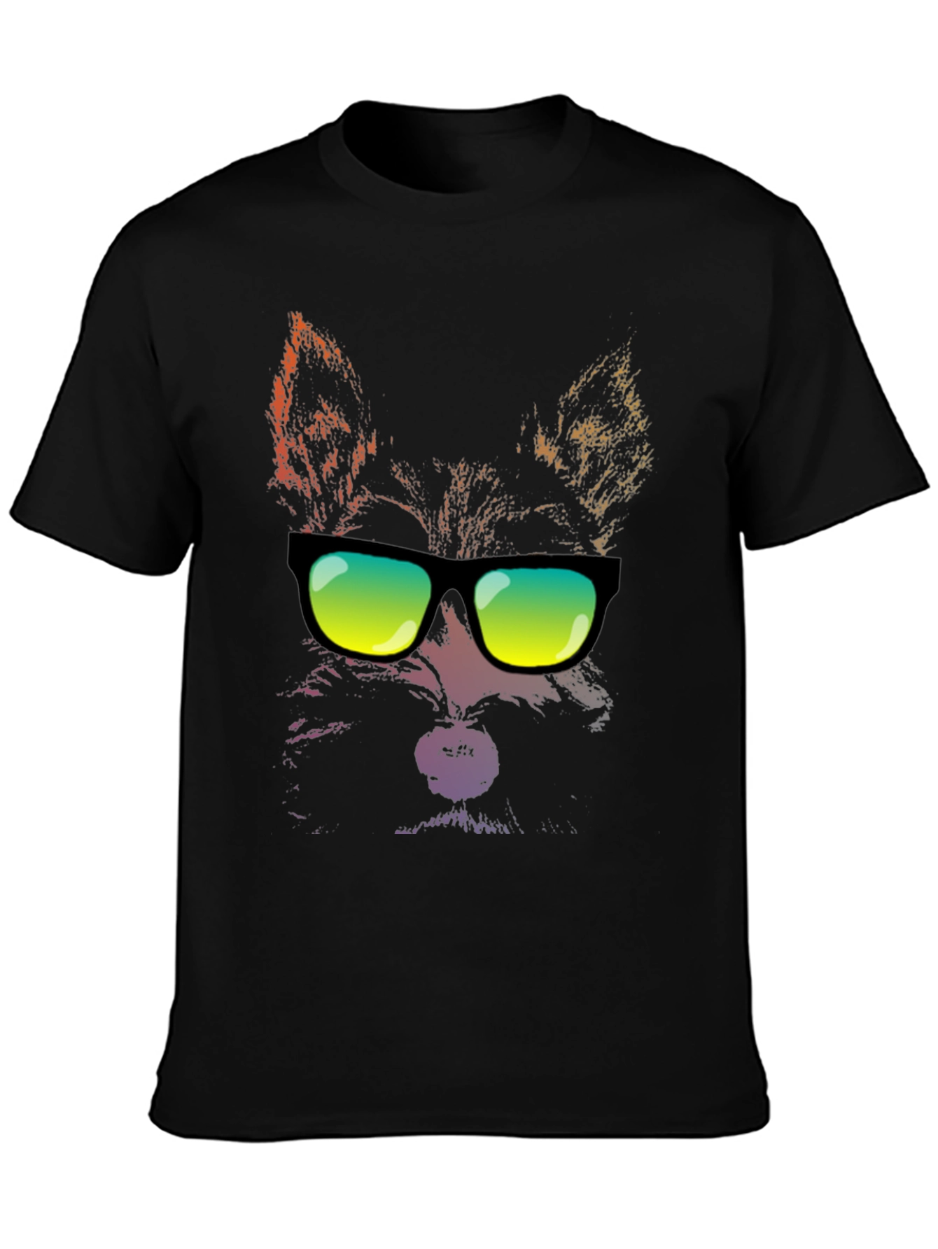 Cool Cat Sunglasses Graphic T-Shirt - Black